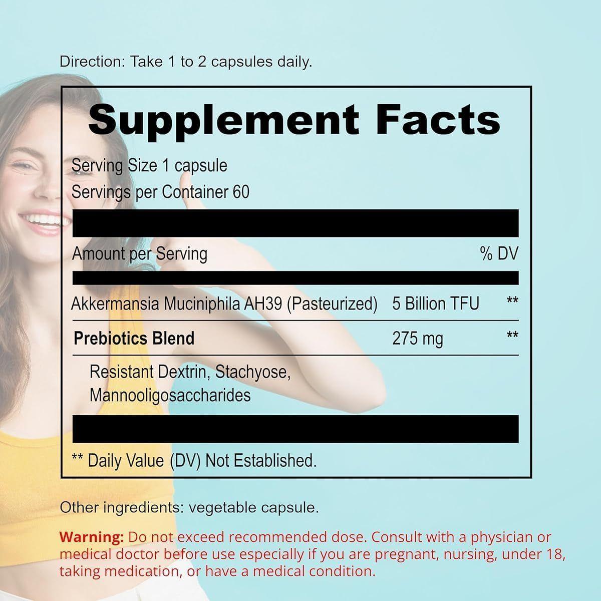 UpNourish Akkermansia Muciniphila - 60 Capsules | Advanced Gut Health & Metabolism Support