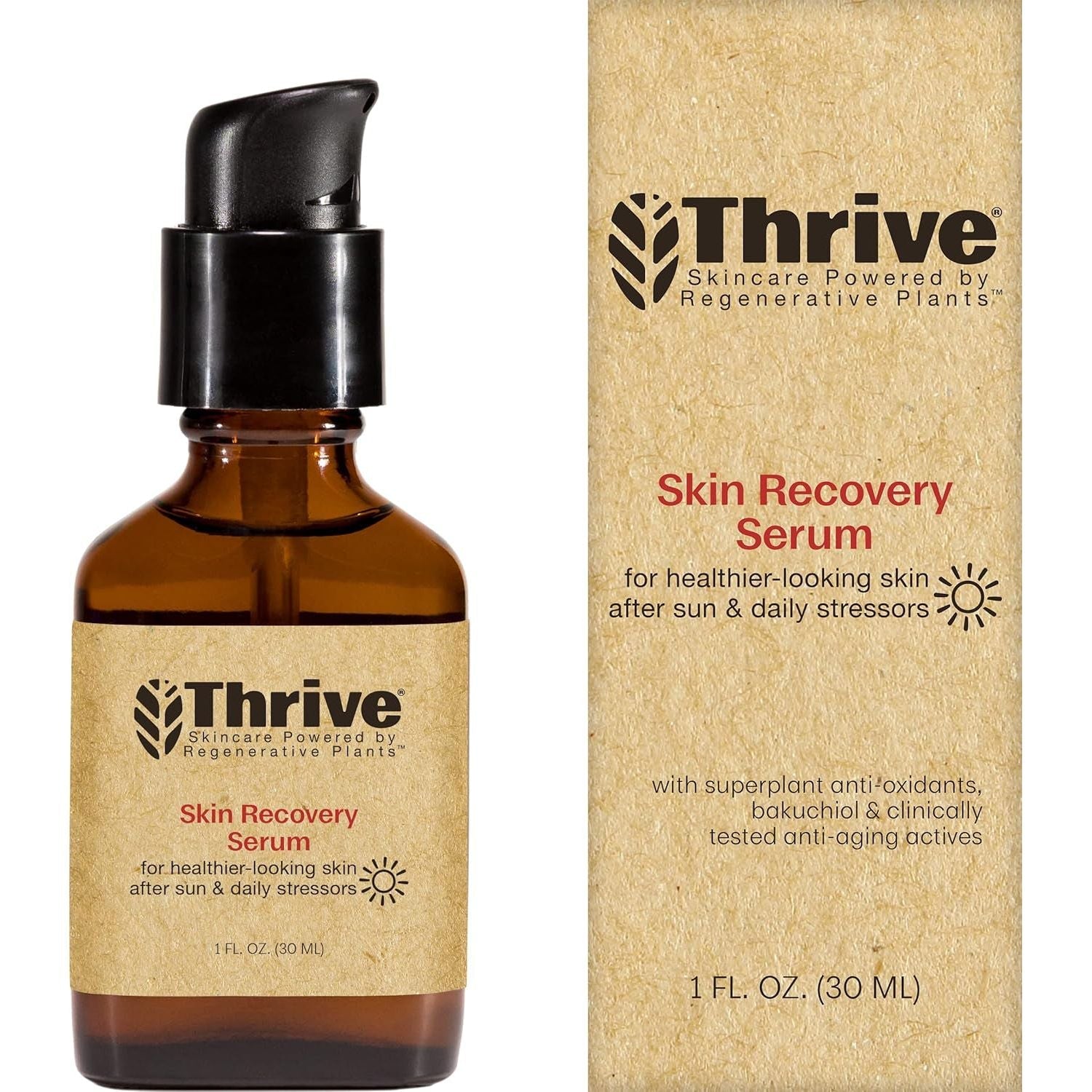 Thrive Skin Recovery Serum 30ml | Natural Anti-Aging Serum with Bakuchiol & Hyaluronic Acid