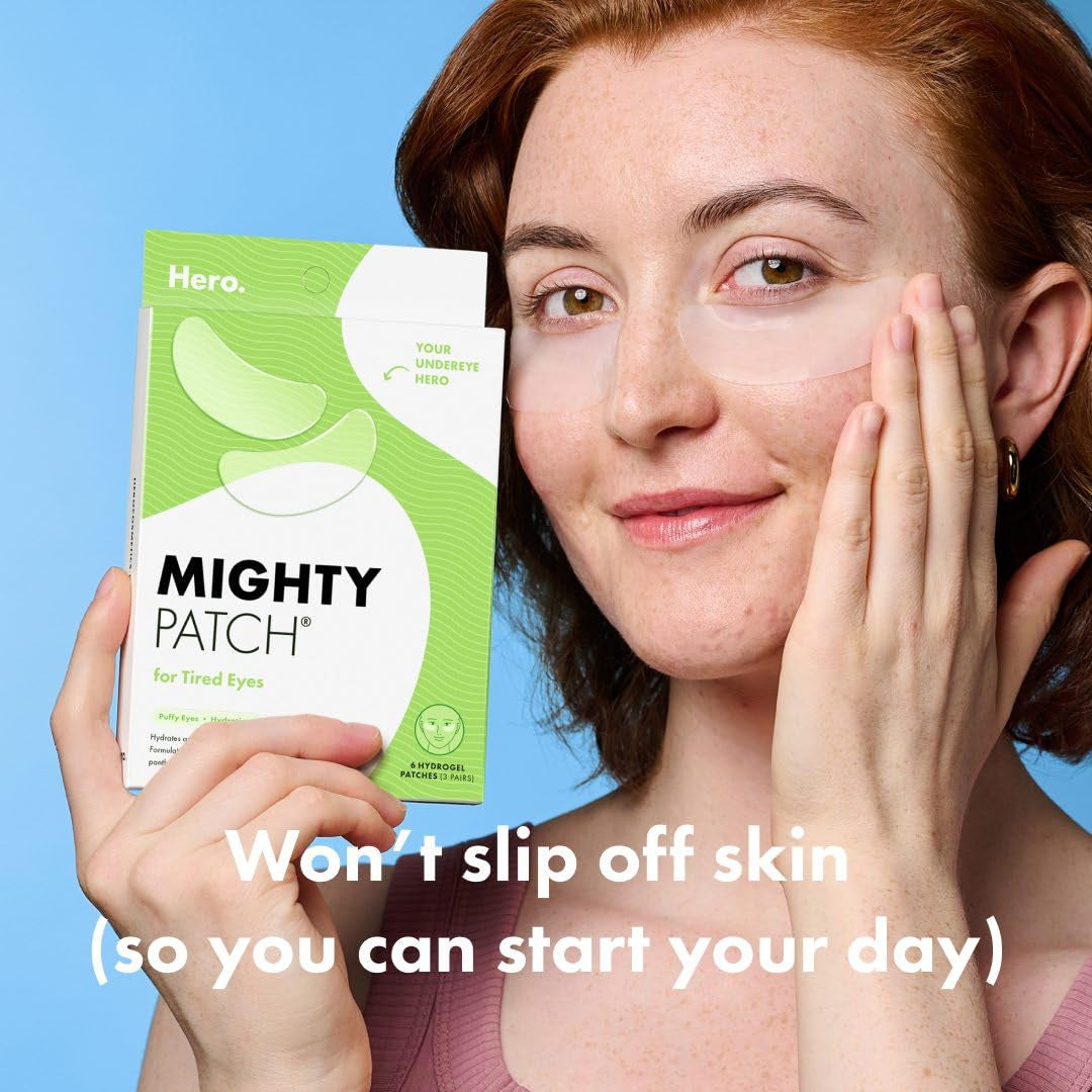 HERO COSMETICS Mighty Patch™ for Tired Eyes – 6 Patches | Hydrogel Eye Patches with Niacinamide, Hyaluronic Acid & Panthenol