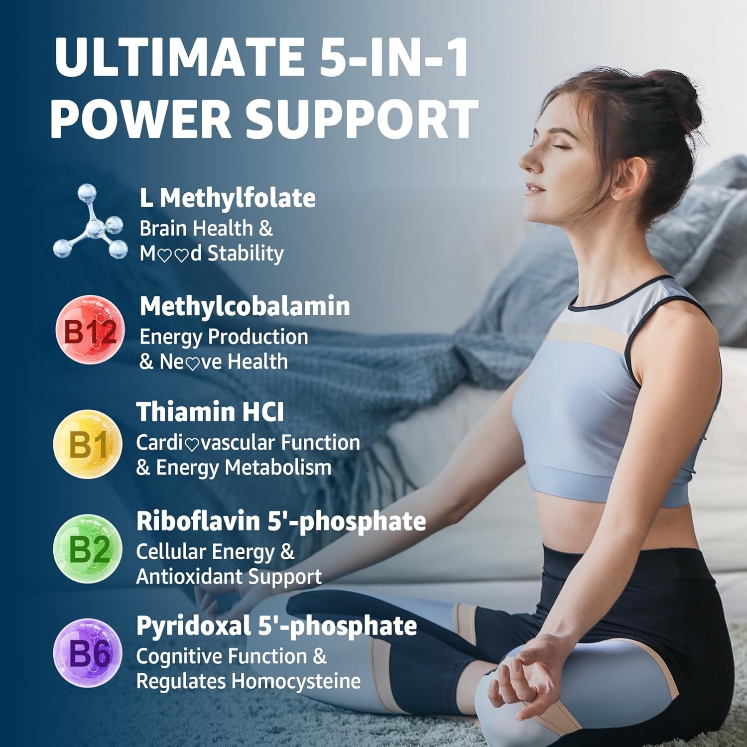 Nextdia L-Methylfolate 5-MTHF Gummies 60 Sugar-Free Vegan Gummies | Active Folate + Methylated B Vitamins for Energy, Mood & Focus