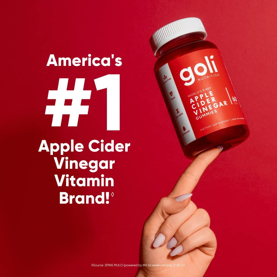 Goli Apple Cider Vinegar Gummies 60 Gummies | Digestive Health & Energy Support with Vitamin B12