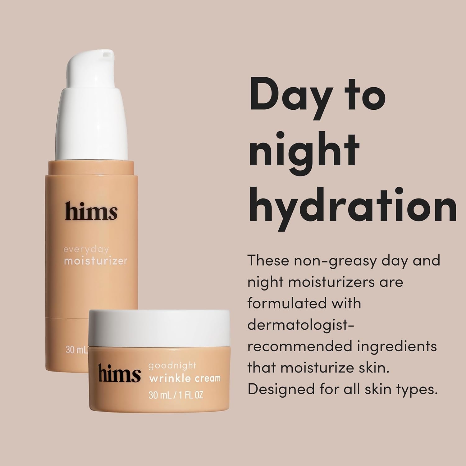 Hims Everyday Moisturizer &amp; Goodnight Wrinkle Cream Bundle& 2 x 30 ml | Hydration & Anti-Ageing Duo for Men