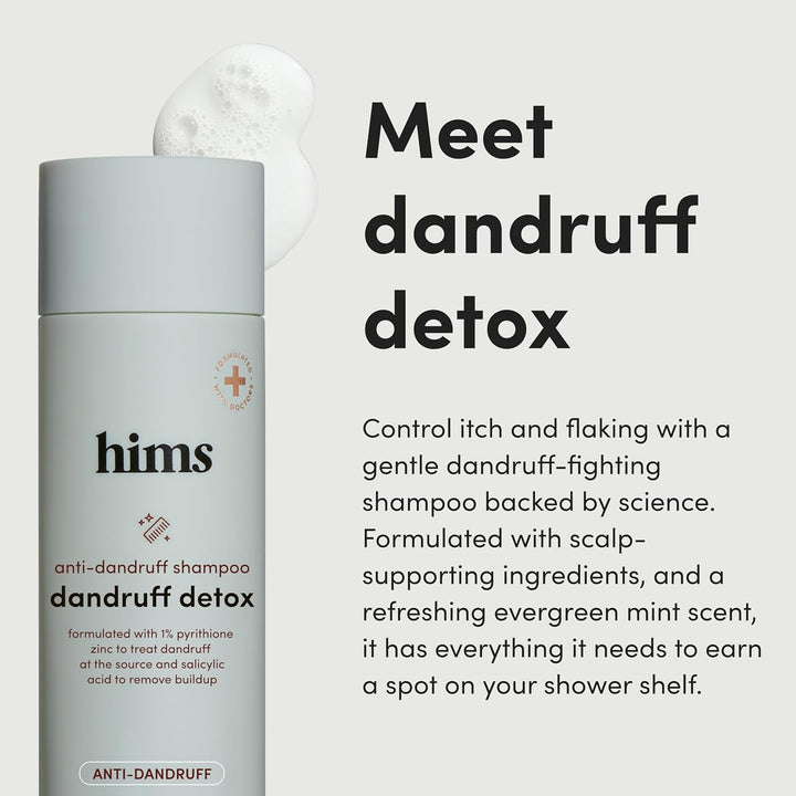 Hims Dandruff Detox Anti-Dandruff Shampoo  190ml (2 Pack) | Pyrithione Zinc & Argan Oil for Flake-Free, Healthy Hair