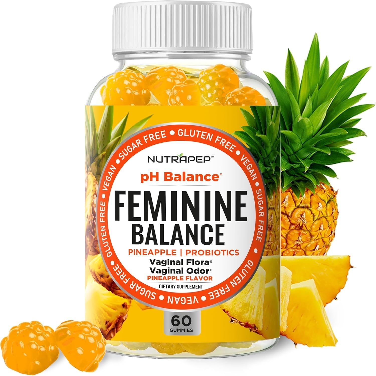 NutraPep Feminine Balance – 60 Gummies | Sugar-Free Vaginal Probiotic with Cranberry, D-Mannose & Vitamin C