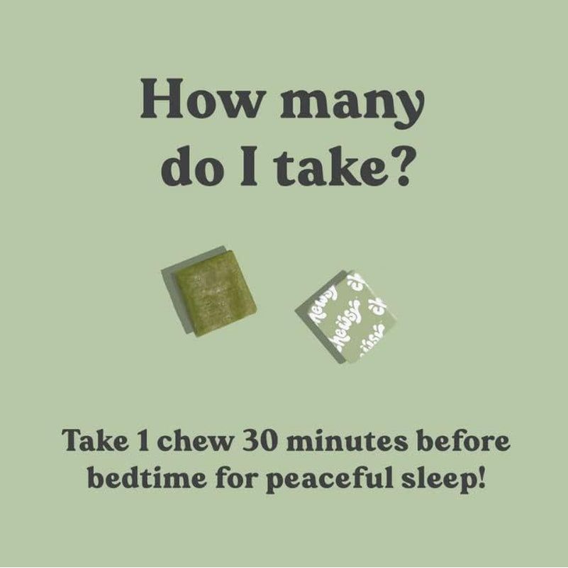 Chewsy Peaceful Sleep Chews - Midnight Mint, 30 Chews | Fast-Acting Melatonin Sleep Aid with L-Theanine & Botanicals