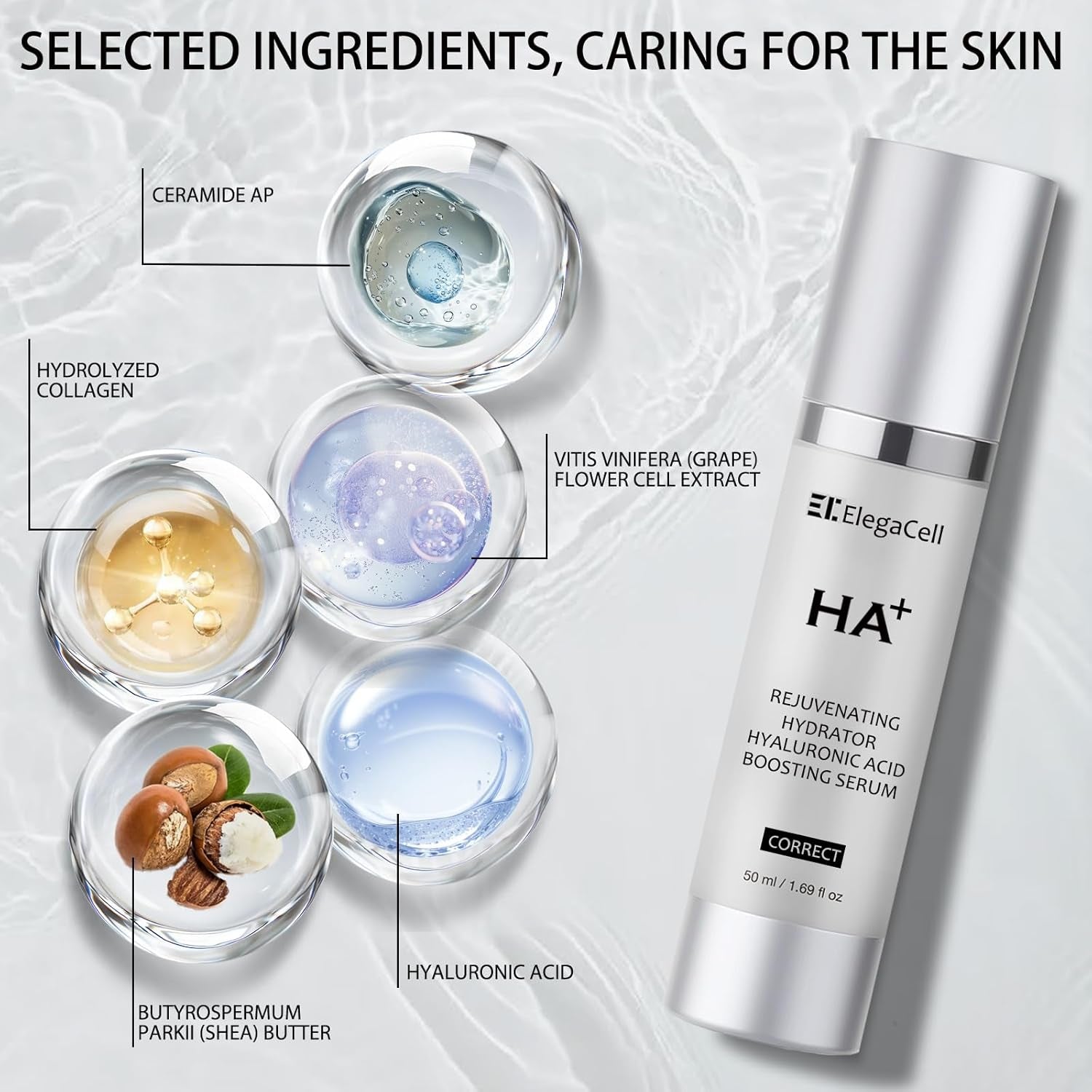 HACIRFE ElegaCell HA+ Rejuvenating Hydrator Hyaluronic Acid Boosting Serum – 50ml | 24-Hour Hydration & Fine Line Smoothing