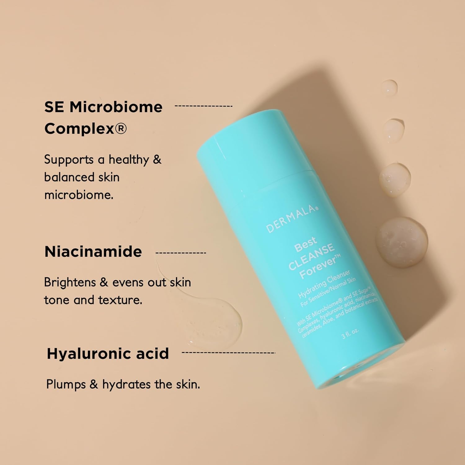 Dermala Best Cleanse Forever Hydrating Cleanser – 89ml | Gentle, Acne-Fighting Face Wash for Clear & Radiant Skin