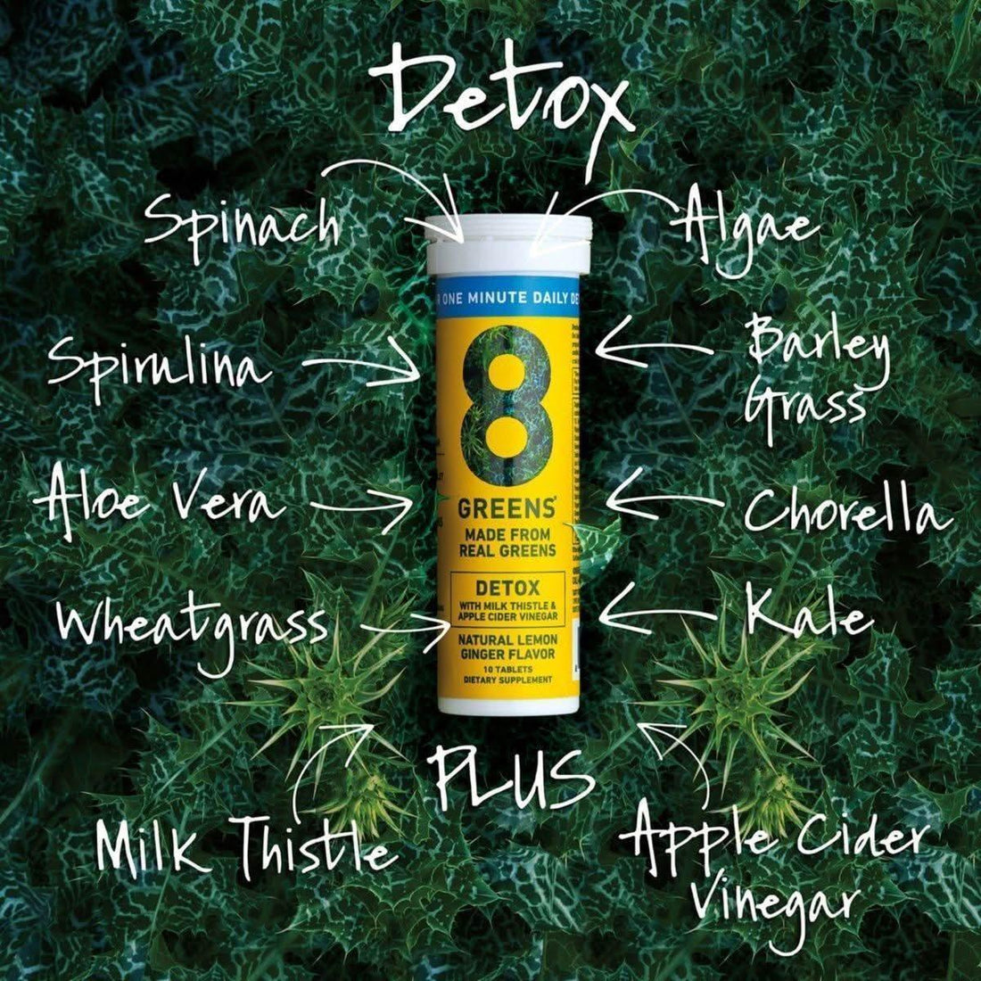 8Greens Detox Fizzy Tablets Lemon Ginger (10 Count) | Daily Greens