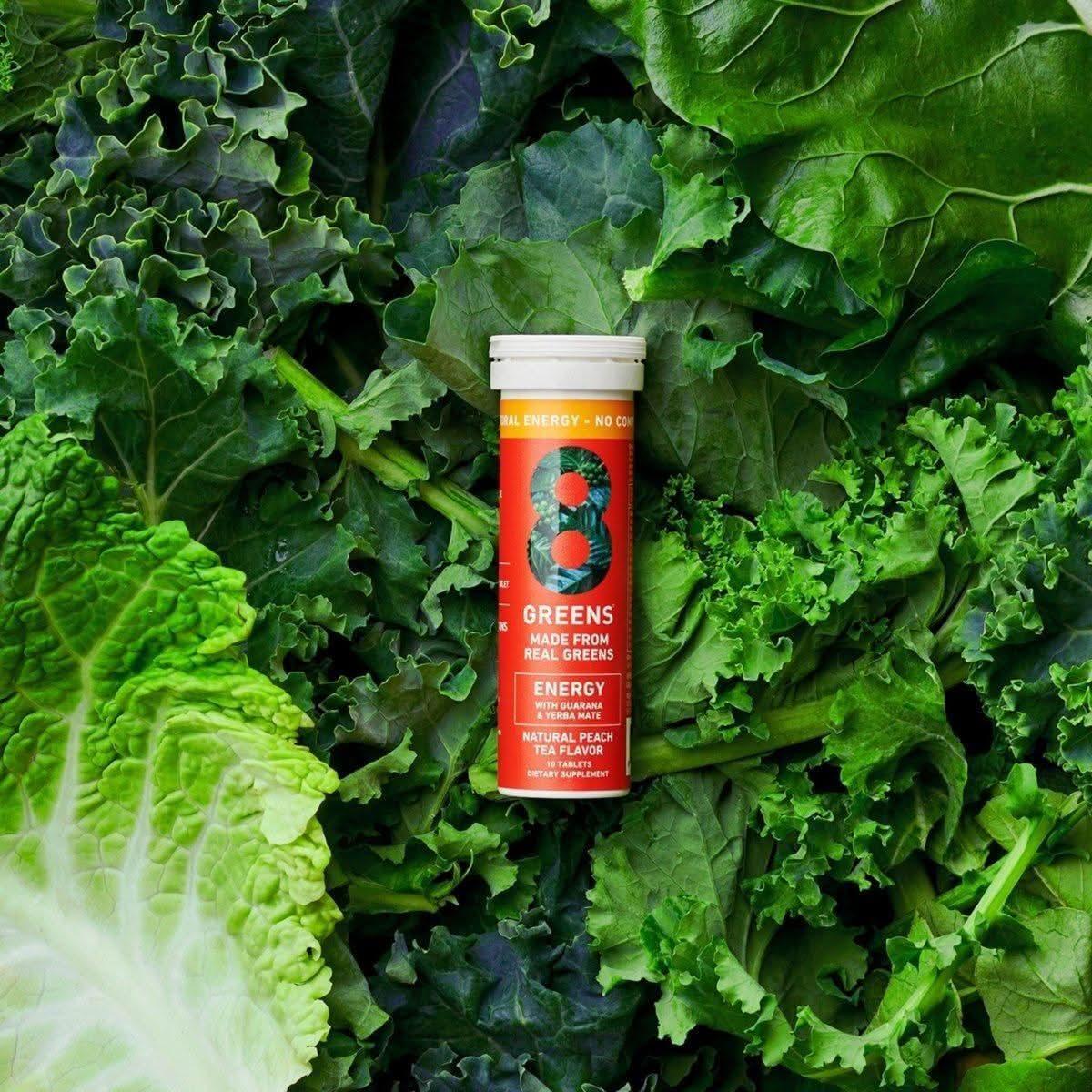 8Greens Mega Energy Fizzy Tablet Peach Tea 10 Count | Natural Daily Greens & Energy Boost