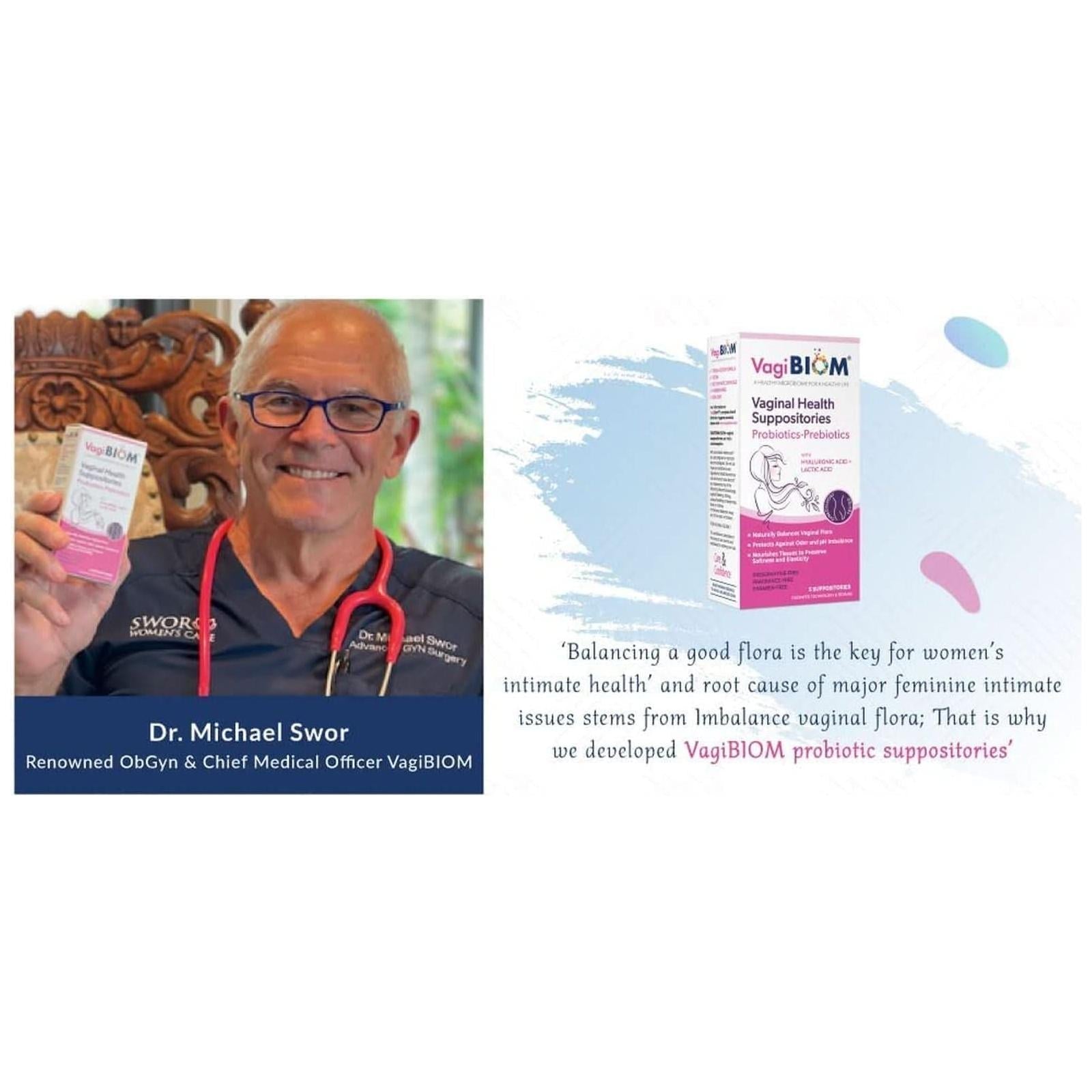 VagiBiom Vaginal Health Suppositories - 15 Suppositories | pH Balance & Vaginal Wellness