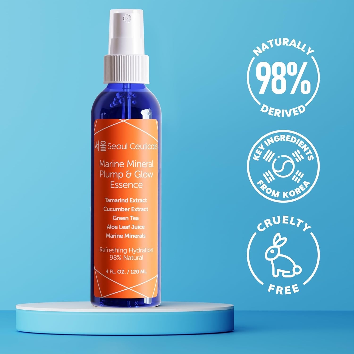 SeoulCeuticals Marine Mineral Plump & Glow Essence 120ml | Hydrating K-Beauty Essence with Aloe, Cucumber & Tamarind