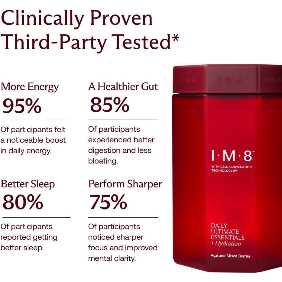 IM8 Daily Ultimate Essentials + Hydration – 30 Servings Starter Kit | All-in-One Superfood Supplement with Scoop + Tumbler