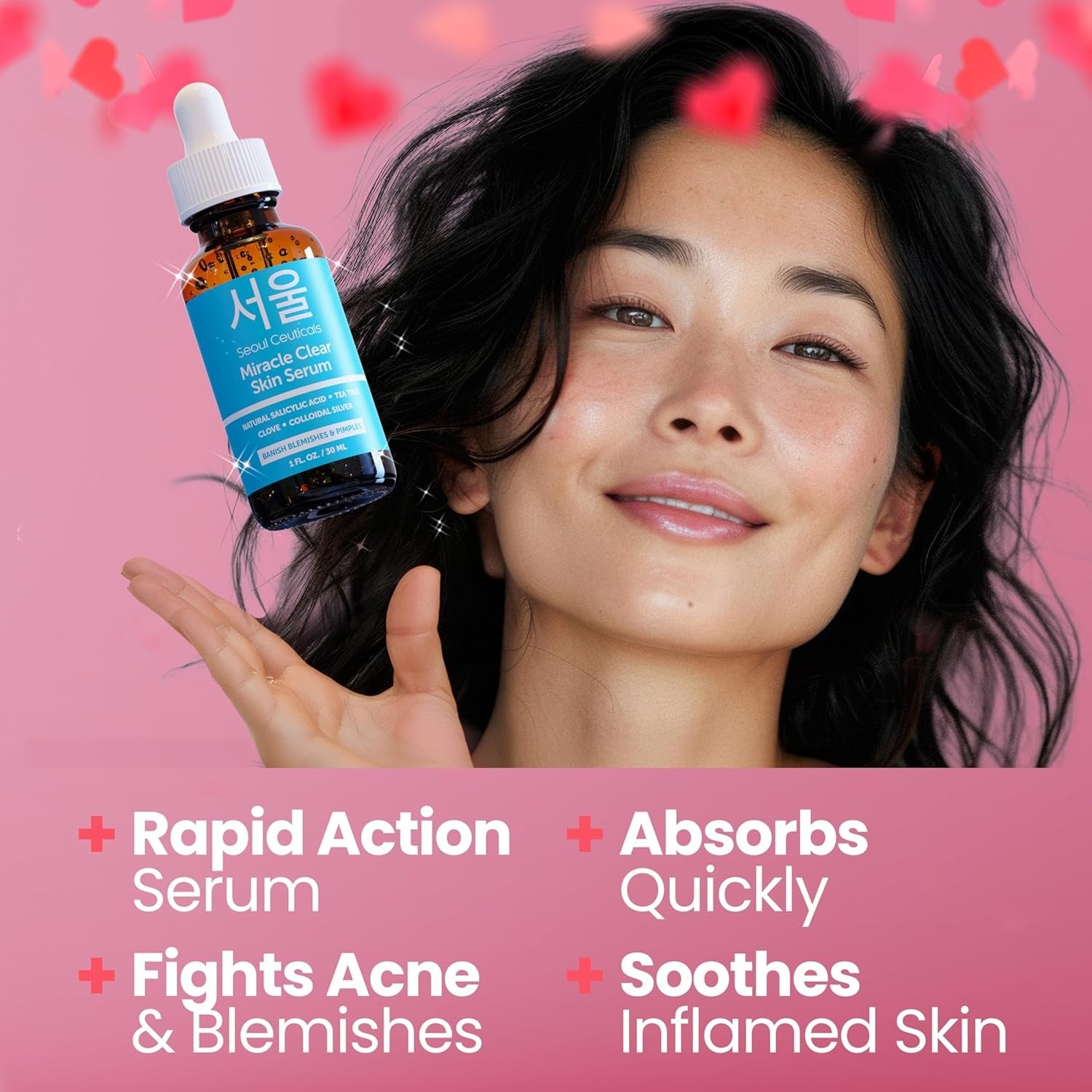 SeoulCeuticals Miracle Clear Skin Acne Serum 30ml | Natural Salicylic Acid + Tea Tree for Clear, Balanced Skin