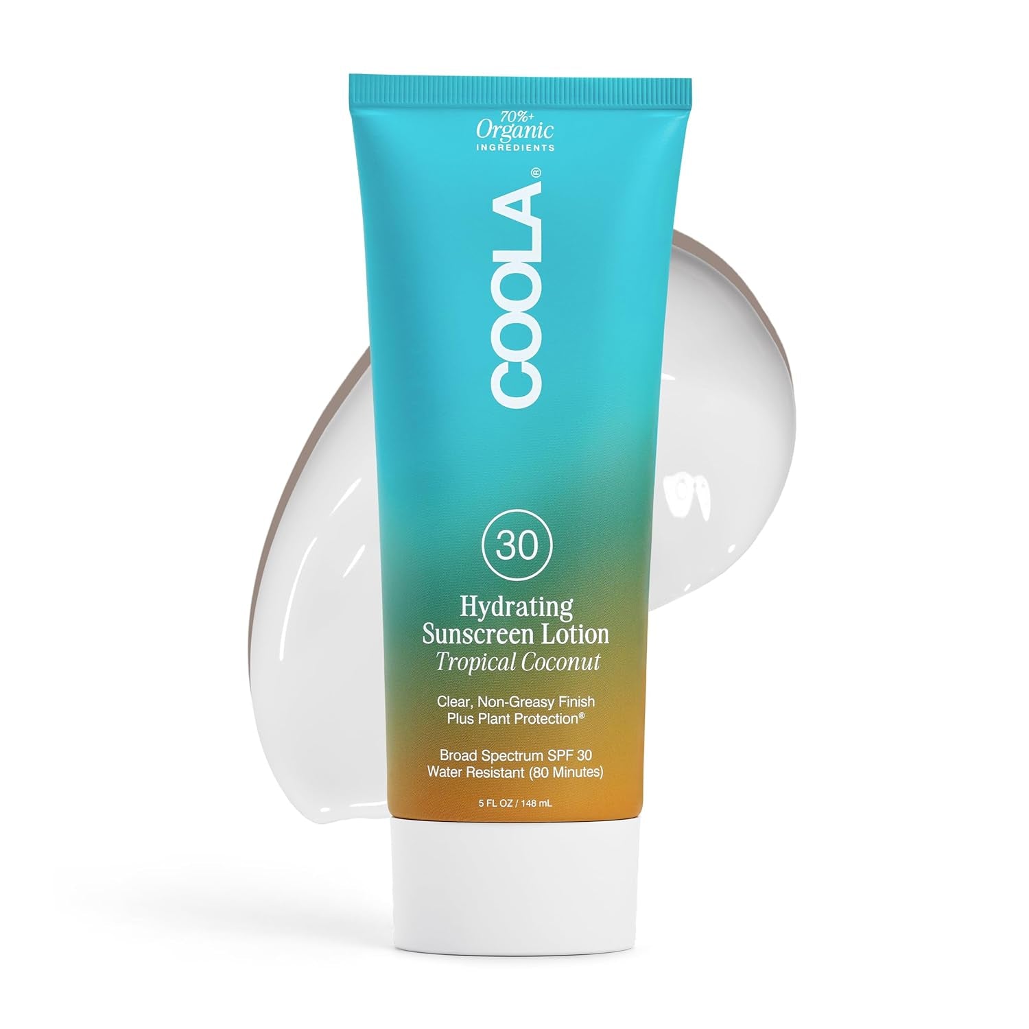 COOLA Hydrating Sunscreen Lotion SPF 30 Tropical Coconut 148ml | Organic, Reef-Friendly Sun Protection for Body