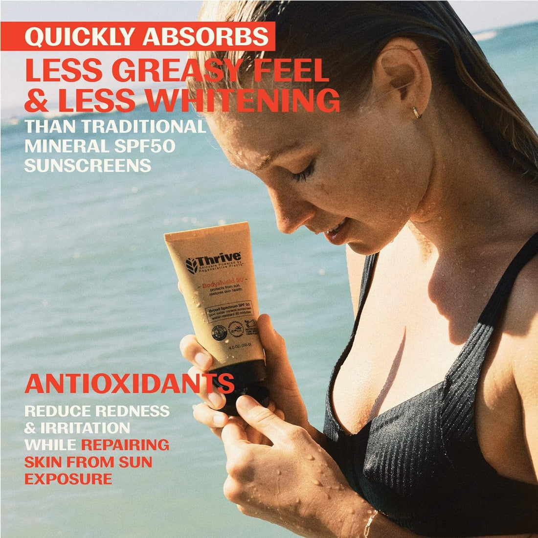 Thrive BodyShield SPF 50 Mineral Sunscreen 170g | Reef-Safe, Regenerative Plant-Powered Sun Protection