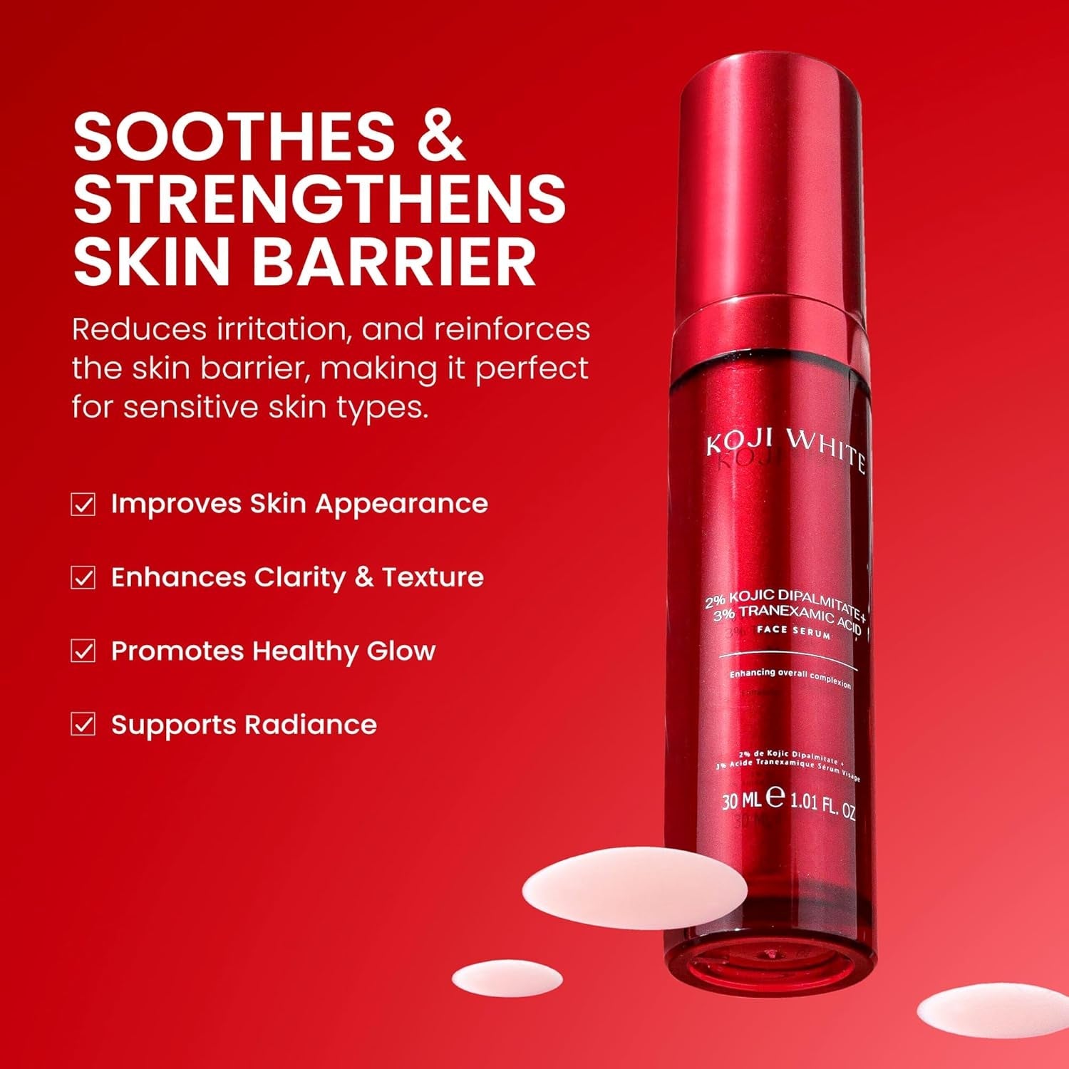 Koji White Kojic Dipalmitate + Tranexamic Acid Dark Spot Serum 30 ml | Brightens, Evens Skin Tone & Smooths Texture