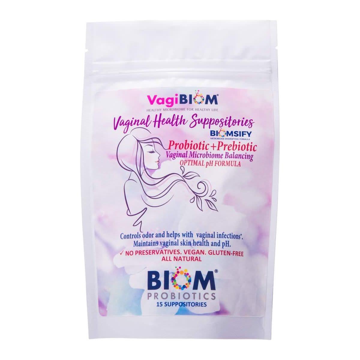 VagiBiom Vaginal Health Suppositories - 15 Suppositories | pH Balance & Vaginal Wellness