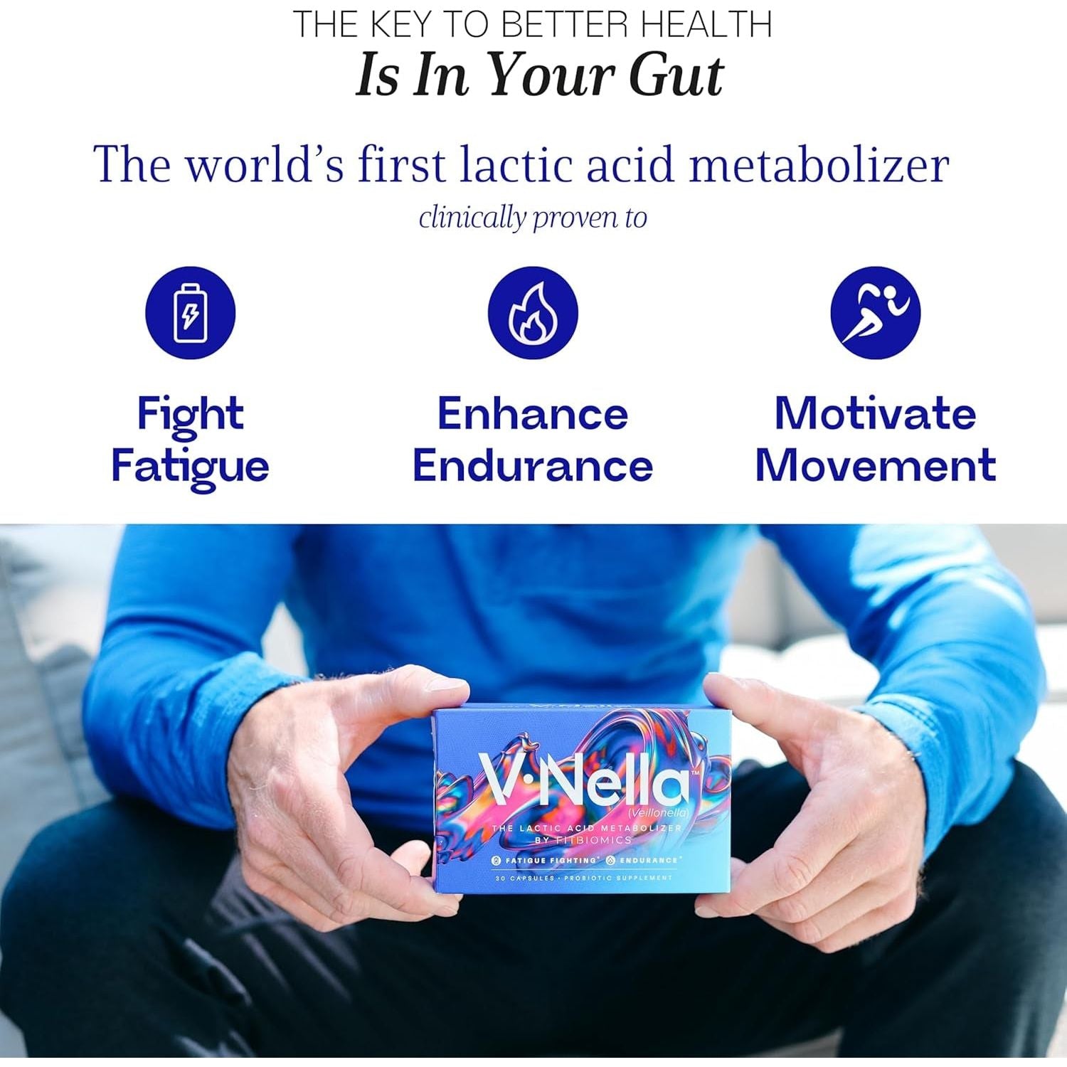 FitBiomicsV-Nella® The Fatigue-Fighting Probiotic - 30 Capsules | Energy & Endurance Support