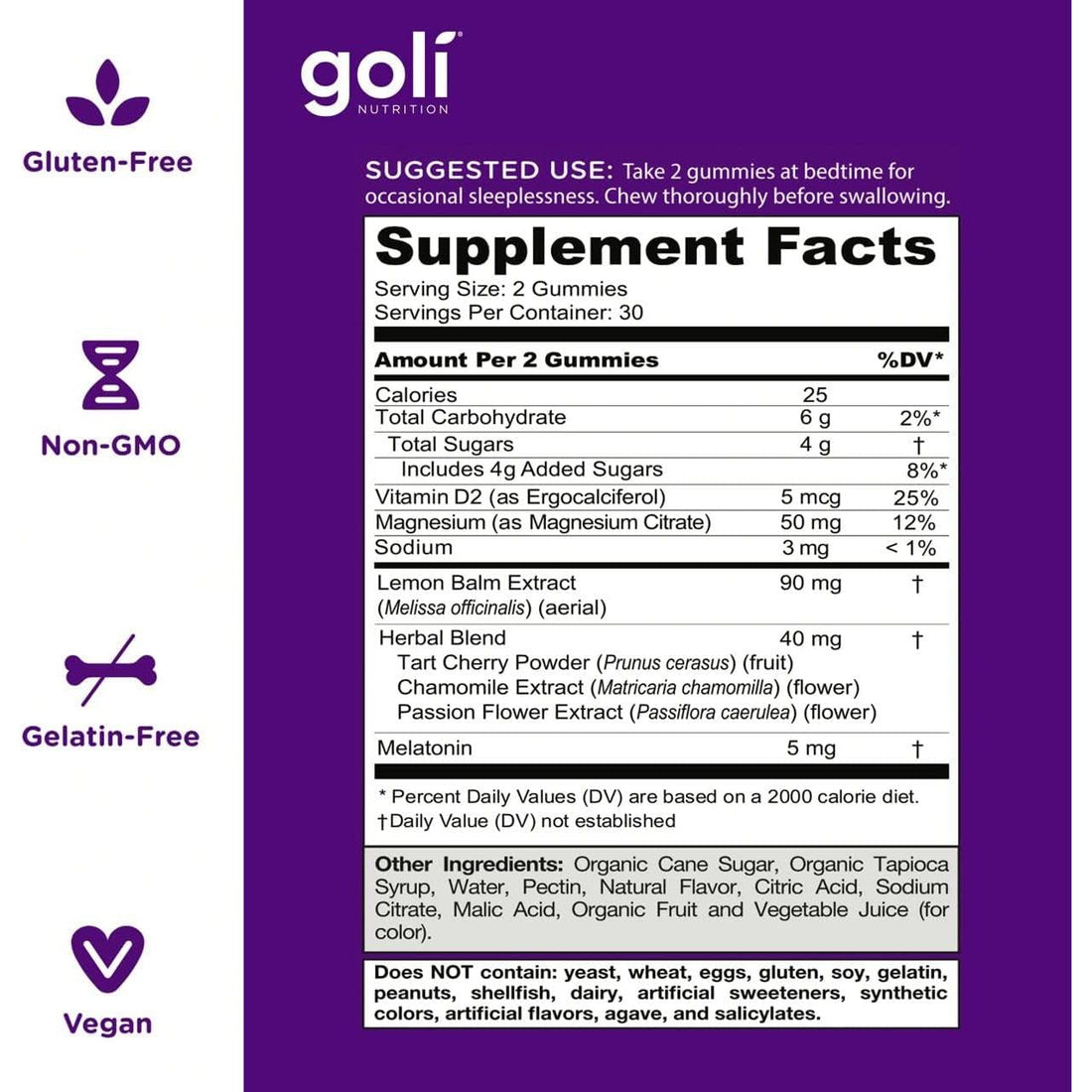 Goli Dreamy Sleep Gummies 60 Gummies | Restful Sleep Support with Melatonin, Magnesium & Lemon Balm