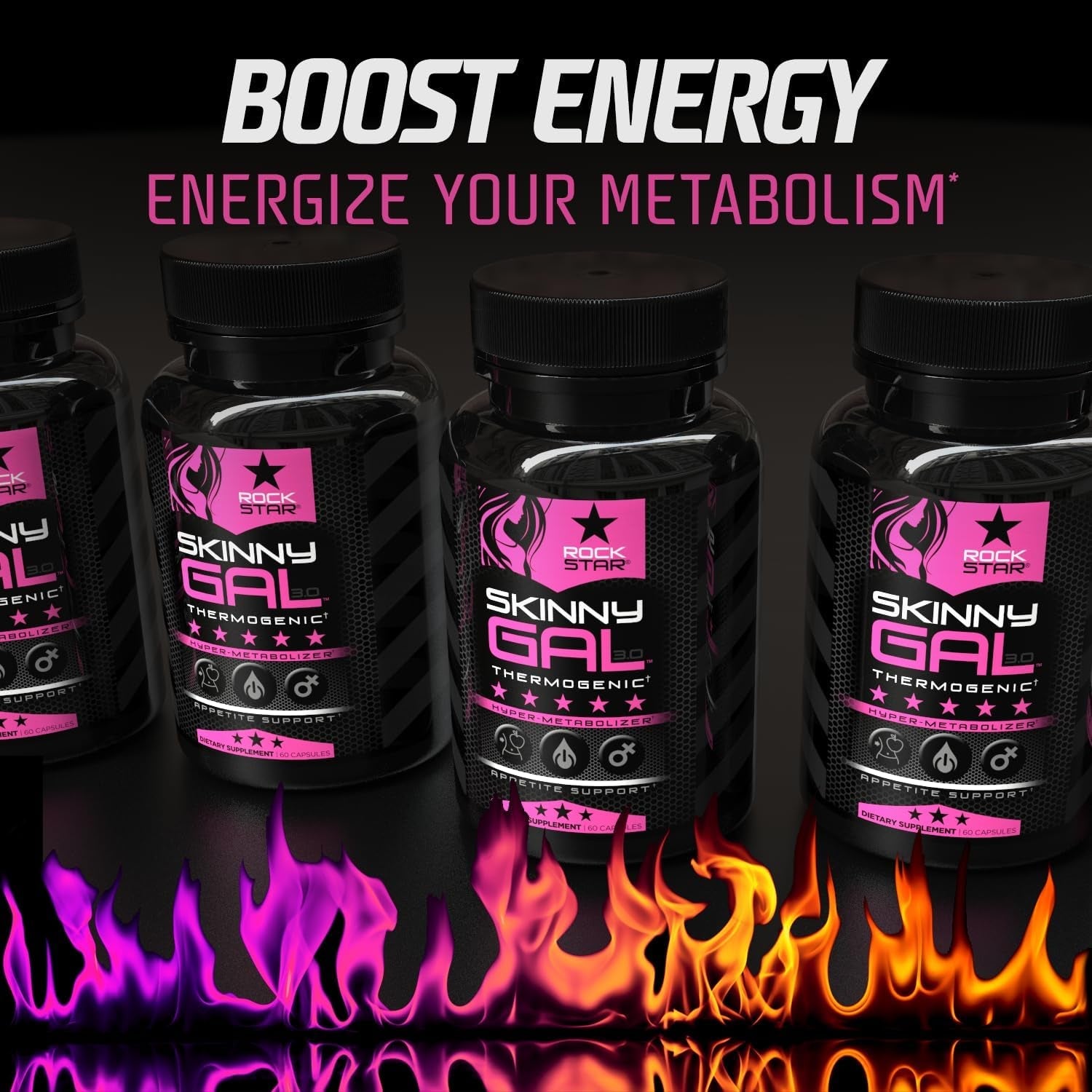 Rockstar Skinny Gal 3.0 & 60 Capsules Thermogenic Fat Burner for Women with Appetite Control & Natural Energy Boost