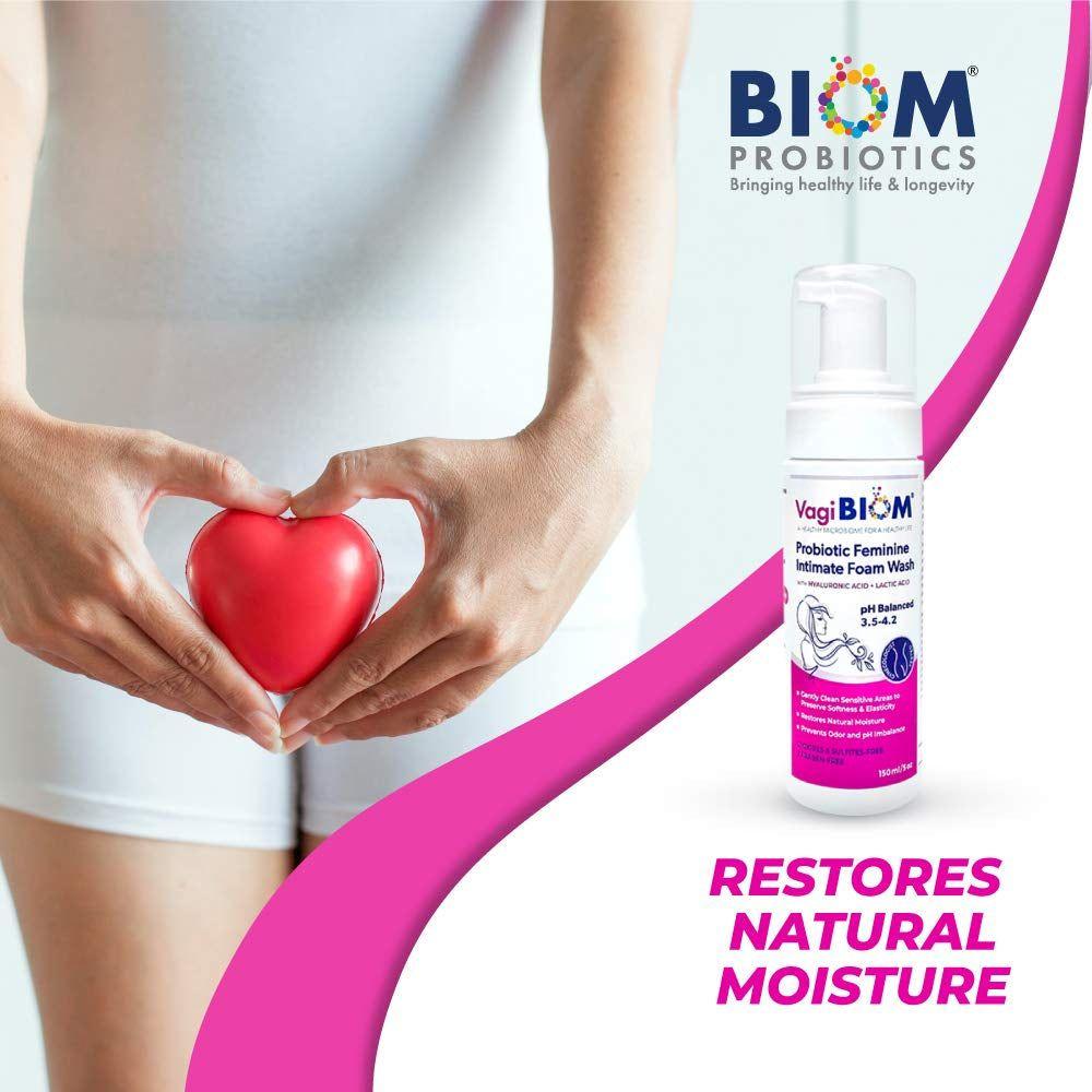 VagiBiom Probiotic Feminine Intimate Foam Wash - 150ml | Hydrating & pH-Balancing Cleanser