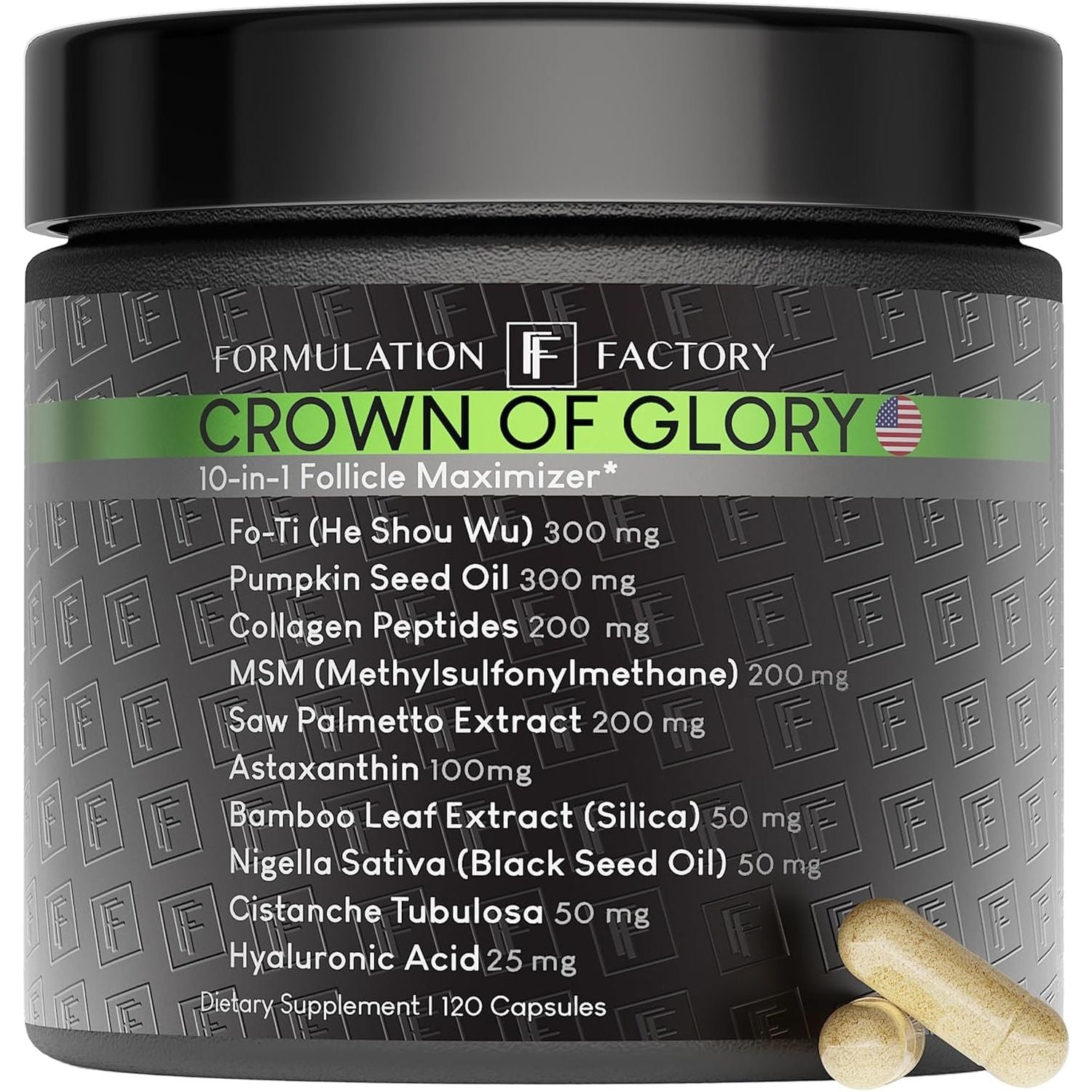Crown of Glory 10-in-1 Hair Growth Maximizer - 120 Capsules | Thicker Hair, DHT Blocker, Collagen & Scalp Support
