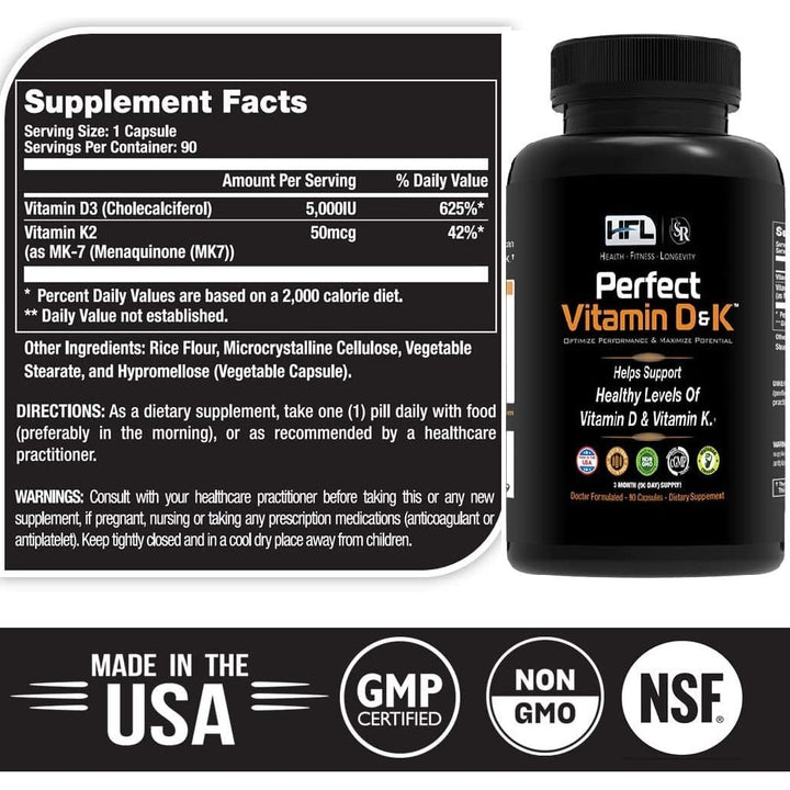 Perfect Vitamin D&K by Dr. Sam Robbins – 3 Month Supply | High-Absorption Vegan D3 + K2 (MenaQ7® MK-7)