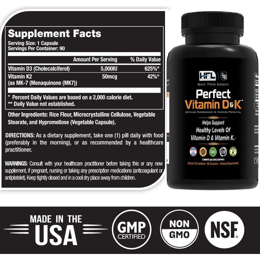 Perfect Vitamin D&K by Dr. Sam Robbins – 3 Month Supply The Doctor-Designed Immunity & Bone Support System