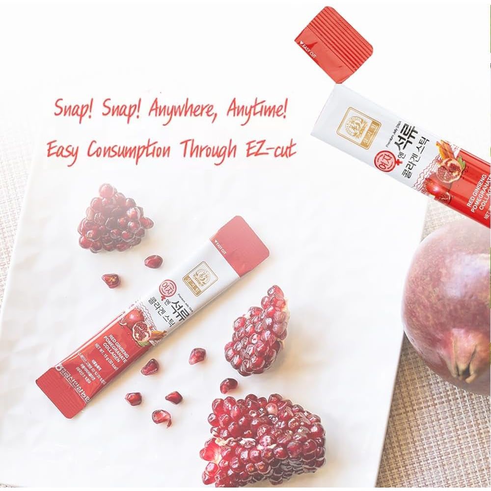 Vtelor Pomegranate Collagen Jelly Stick - 30 Sticks (5 Packs) | Skin, Hair & Nail Support