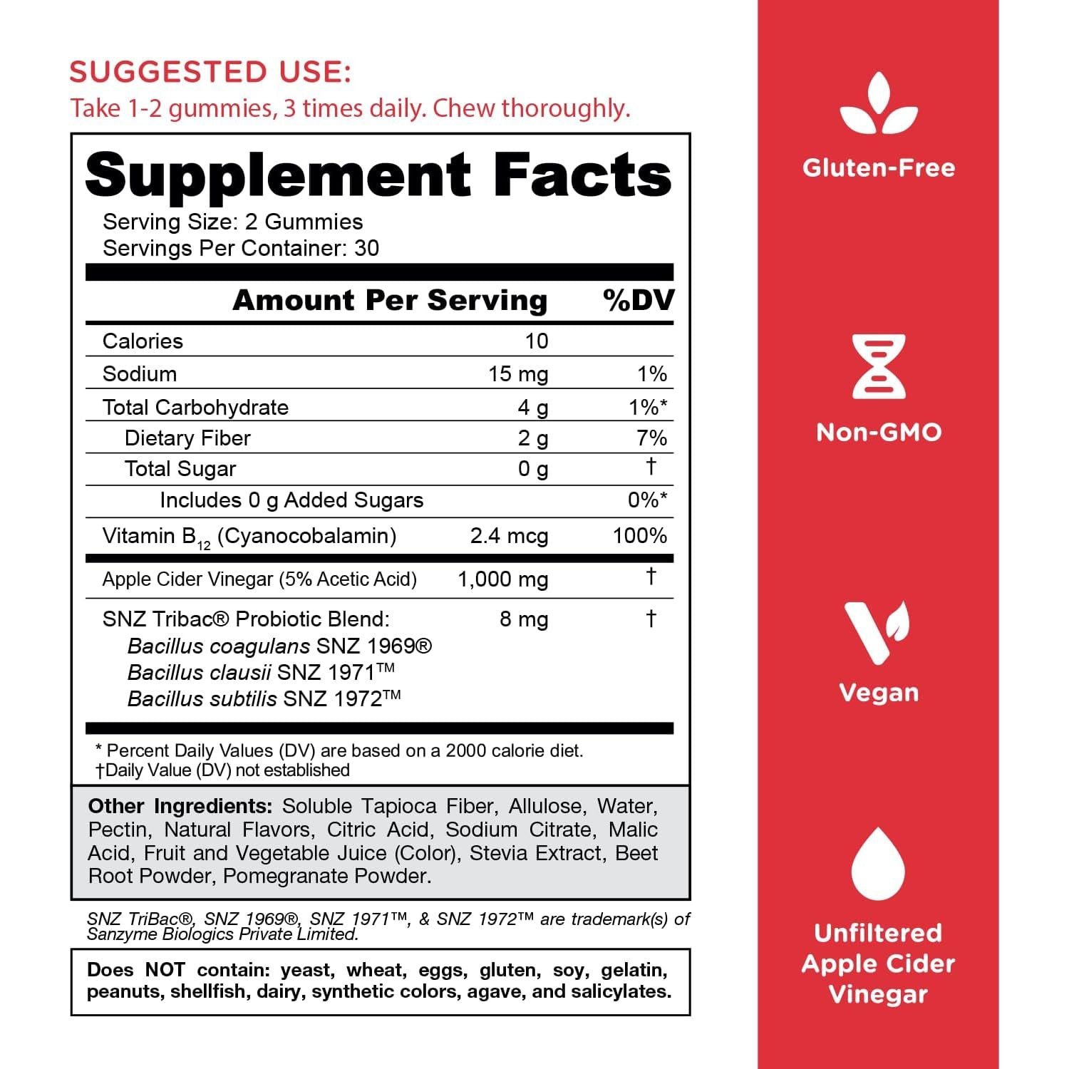 Goli Zero Sugar Apple Cider Vinegar Gummies 60 Gummies | Gut Health, Bloating Relief & Energy Support