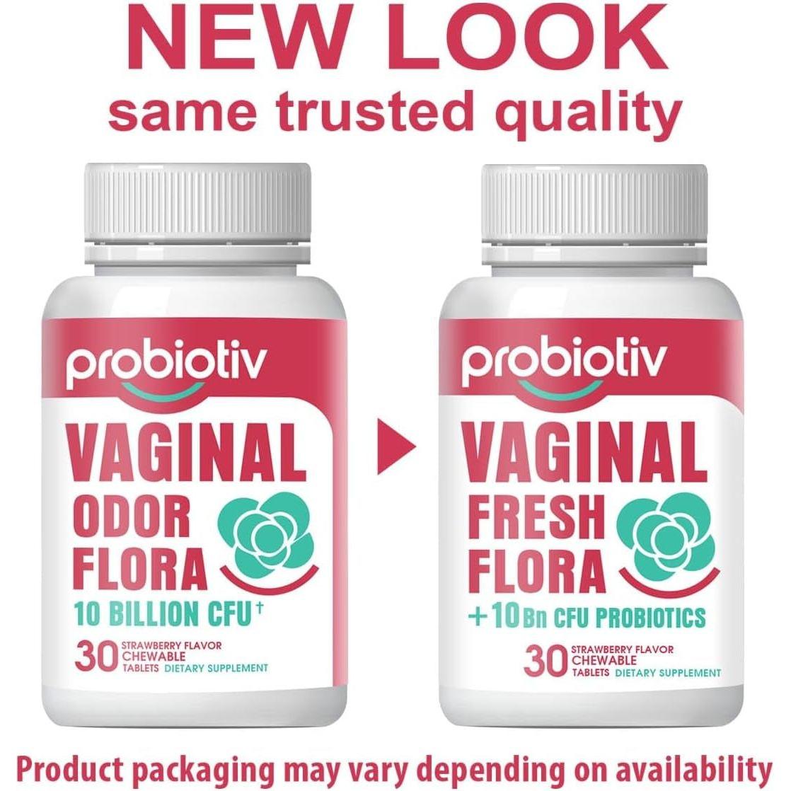 Probiotiv Vaginal Odor Flora - 30 Chewable Tablets | pH Balance & Feminine Health
