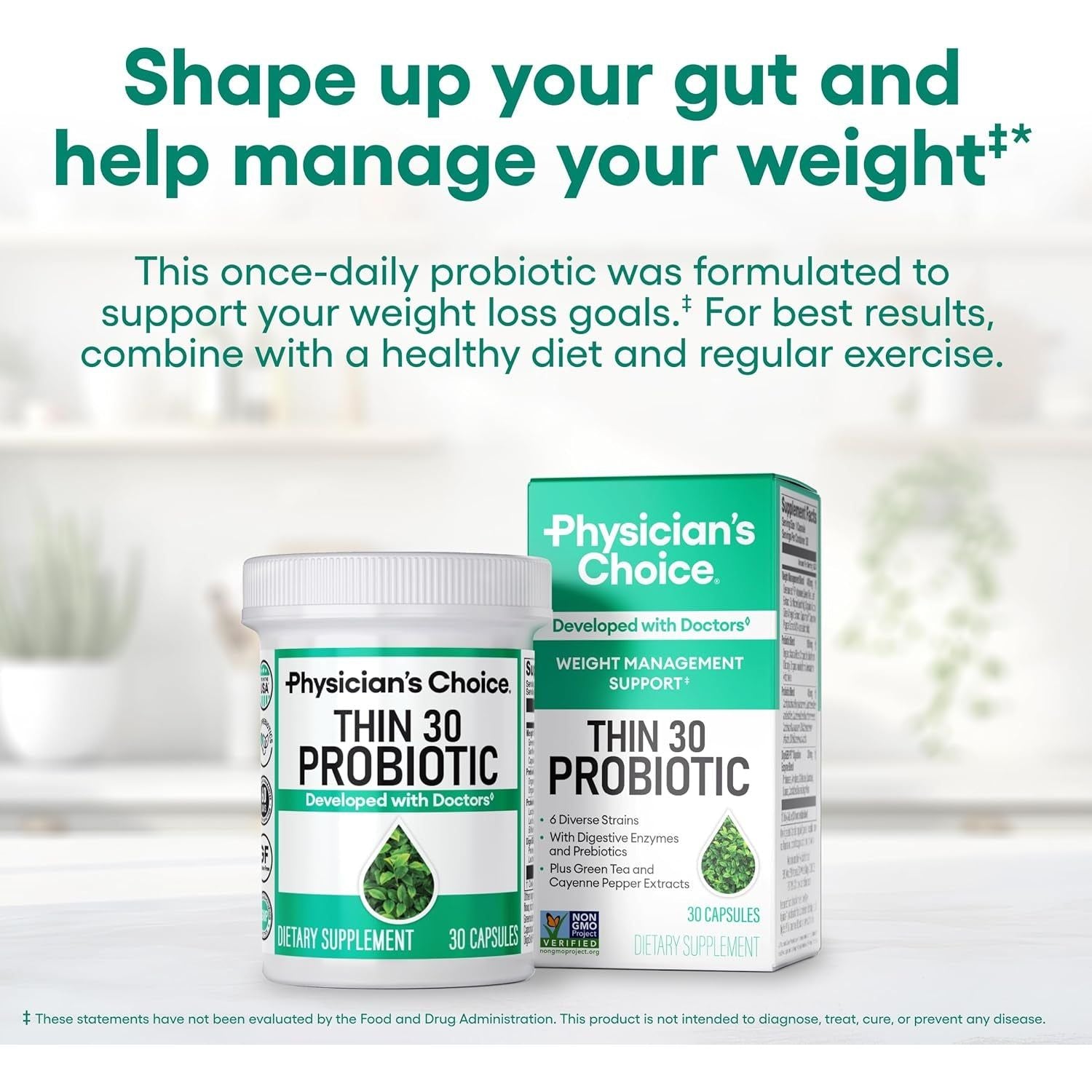Physician's CHOICE Probiotics for Weight Management 60 Capsules The Science-Backed Dual-Action Support for Gut Health & Metabolic Boost
