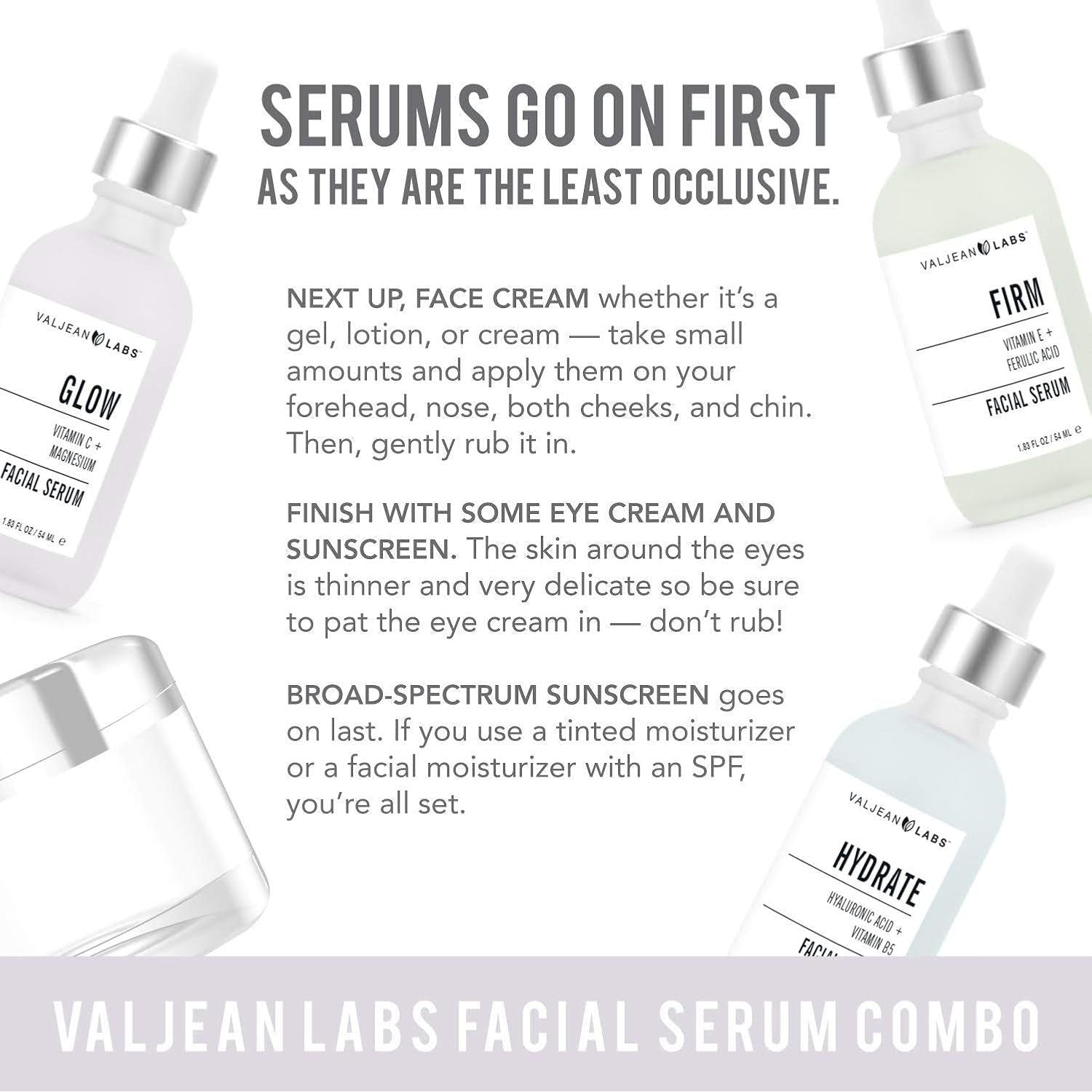 Valjean Labs Facial Serum Combo Pack 3 x 30ml | Hydrate, Glow & Firm for Targeted Skin Renewal