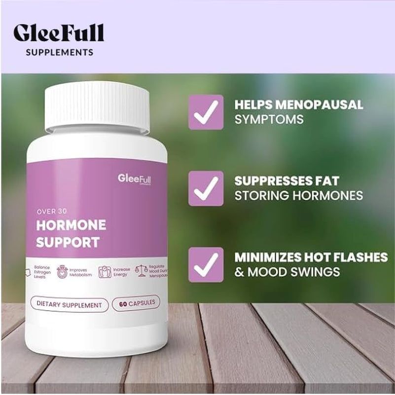 GleeFull Over 30 Hormone Support 60 Capsules | Natural Menopause & Hormonal Balance Support with Maca Root & Ashwagandha