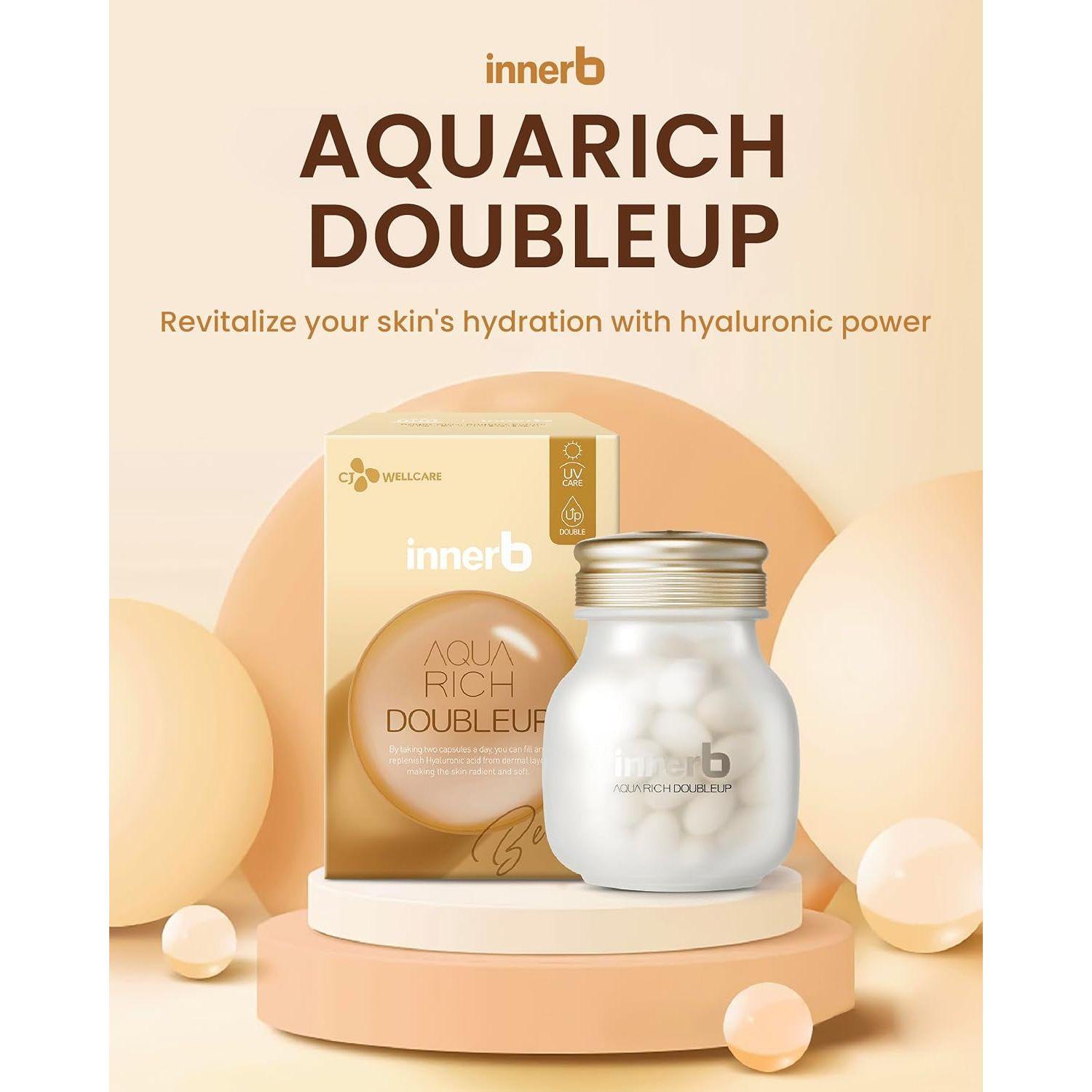 CJ Wellcare Innerb Aqua Rich Double Up - 56 Capsules | Intense Hydration & UV Protection