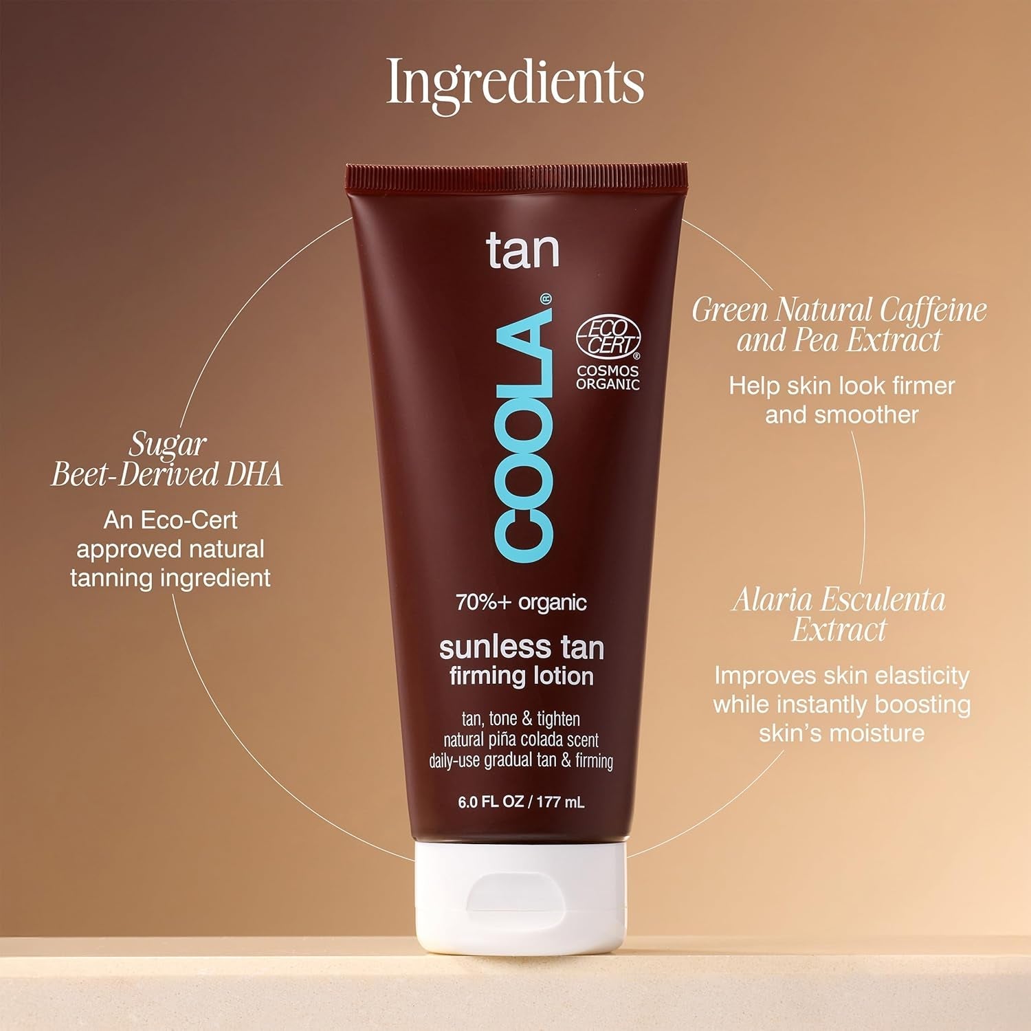 COOLA Sunless Tan Firming Lotion 177ml | Organic Gradual Self-Tanner with Skin-Firming Power