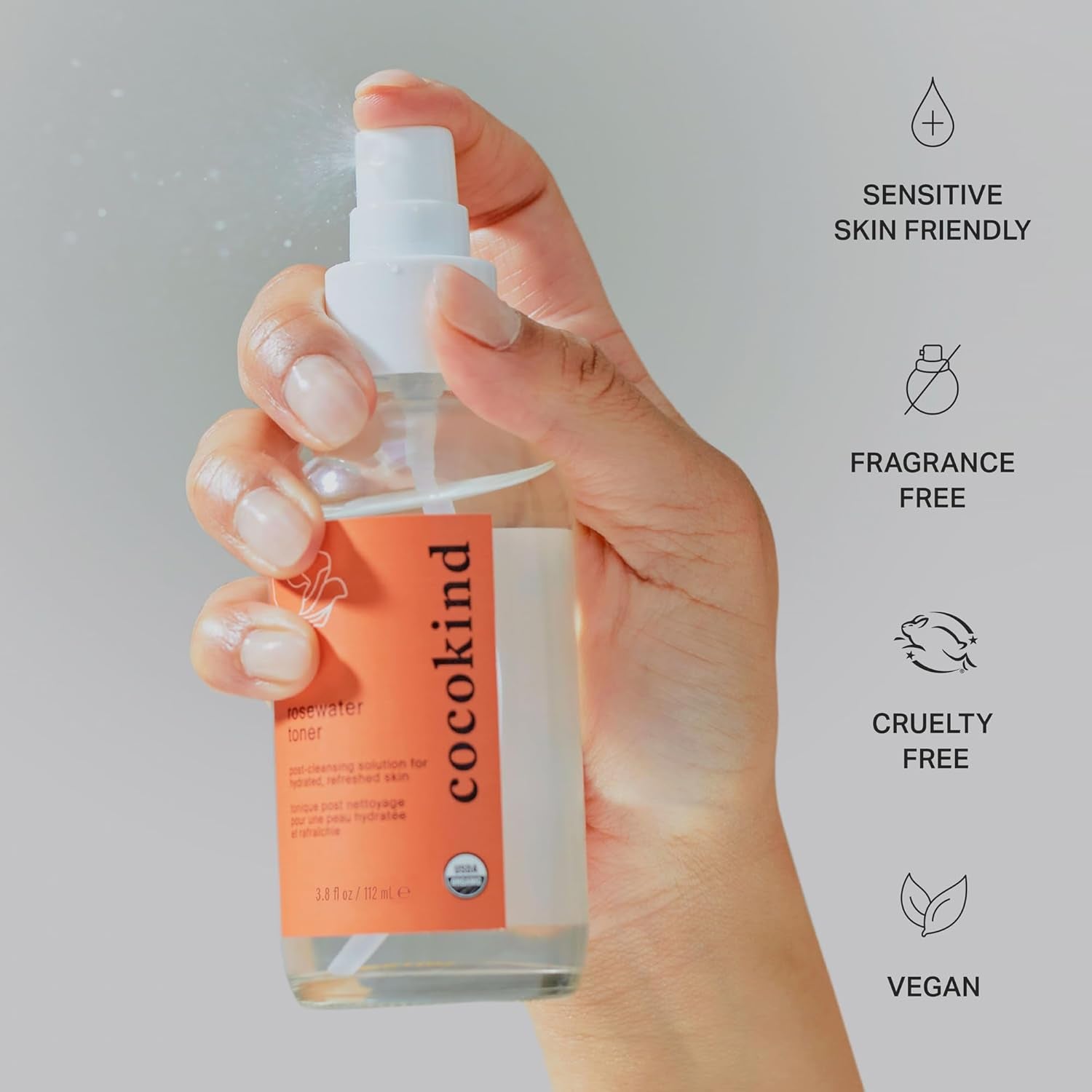 Cocokind Rosewater Toner - 112ml | Hydrating, pH-Balancing Mist for Face & Scalp