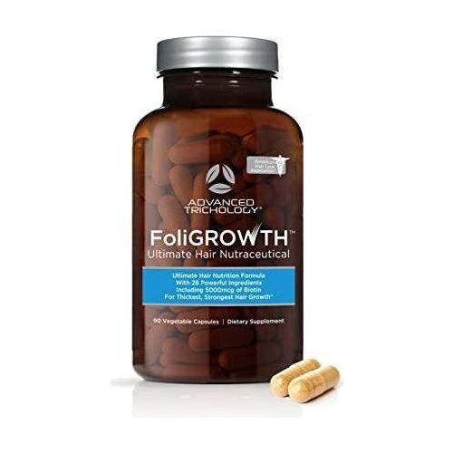 Advanced Trichology FoliGROWTH Hair Growth Supplement - 90 Capsules | Clinically Proven Formula for Thicker, Fuller Hair