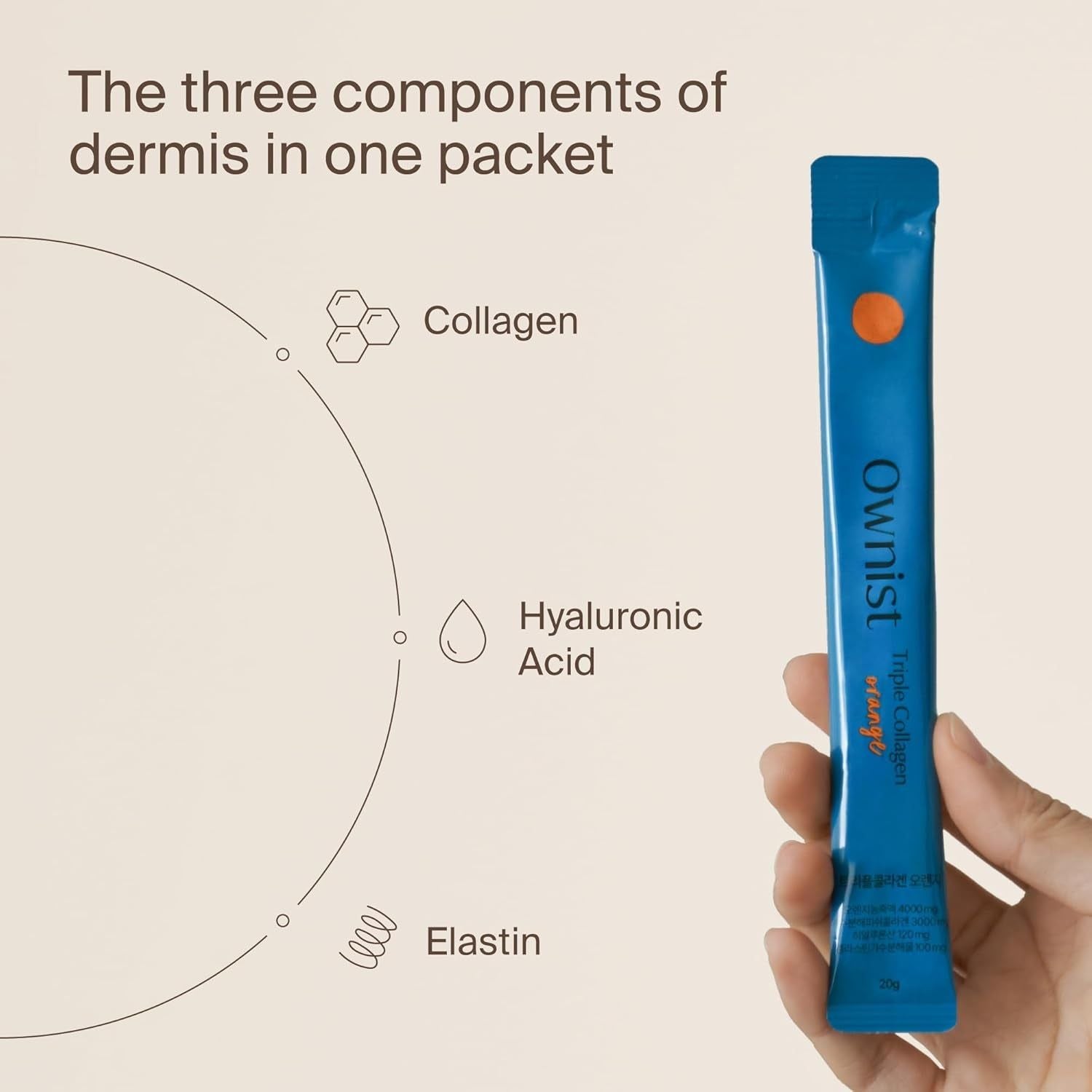 Ownist Triple Collagen Orange - 14 Stick Packs | Marine Collagen for Radiant Skin & Hydration