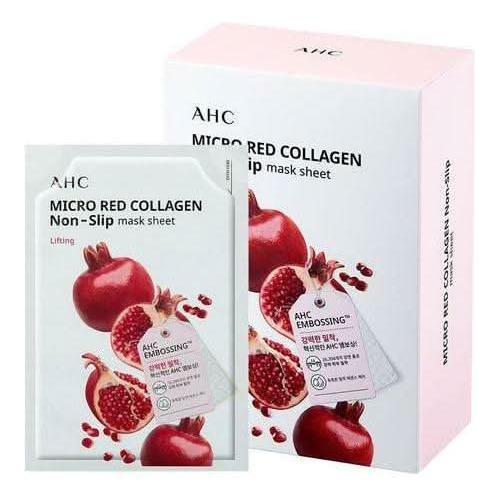 AHC Micro Red Collagen Non-Slip Mask Sheet SET 33ml X 10 Sheets | Hydrating & Revitalizing Care