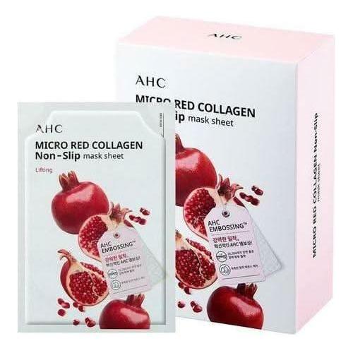 AHC Micro Red Collagen Non-Slip Mask Sheet SET 33ml X 10 Sheets | Hydrating & Revitalizing Care