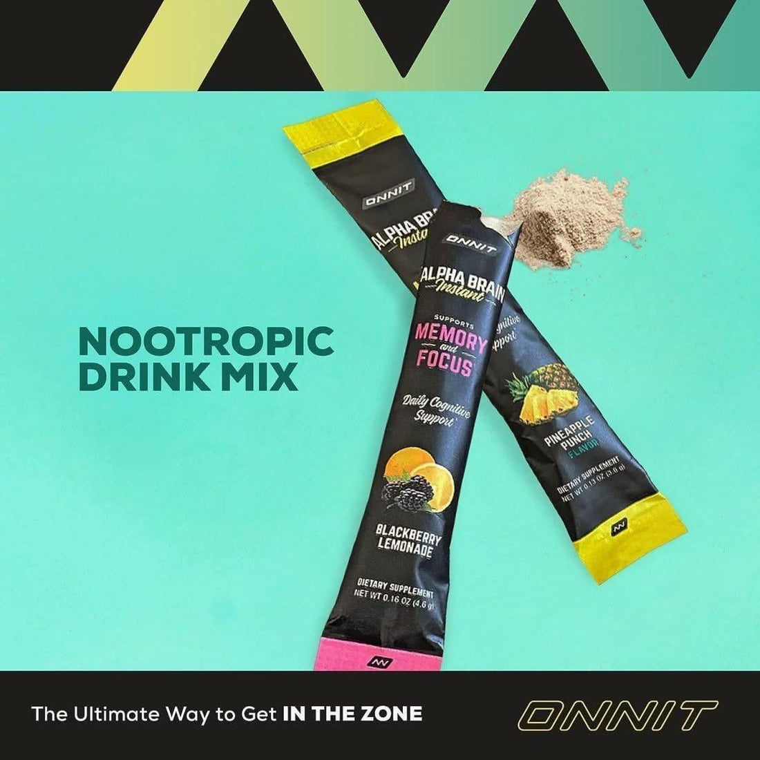 Onnit Alpha Brain Instant - Pineapple Punch (30 Count Box) | Nootropic for Focus, Memory & Mental Performance