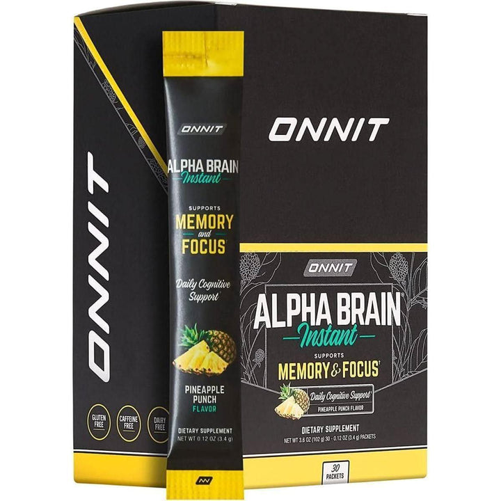 Onnit Alpha Brain Instant - Pineapple Punch (30 Count Box) | Nootropic for Focus, Memory & Mental Performance
