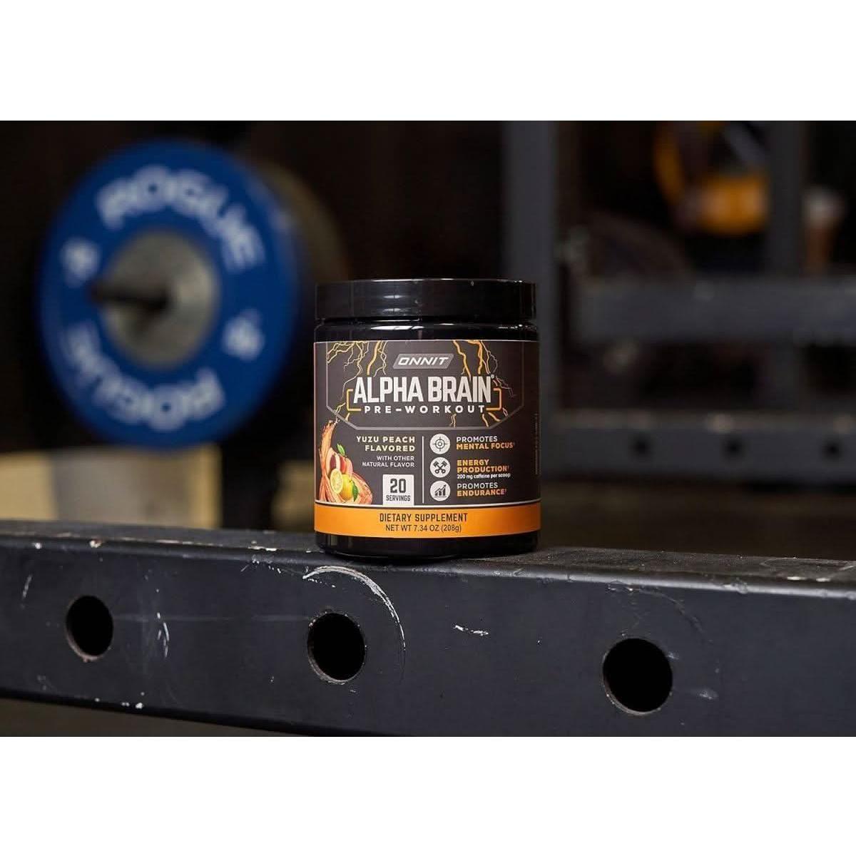 Onnit Alpha Brain Pre-Workout - Yuzu Peach (20 Servings) | Focus & Performance Boost
