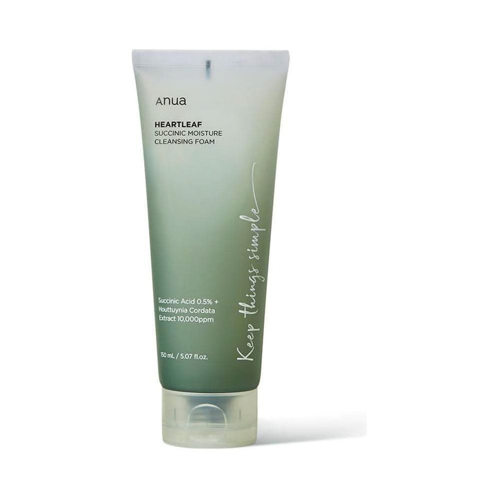 Anua Heartleaf Succinic Moisture Cleansing Foam 150ml Gentle, Hydrating Cleanser for Sensitive Skin Anua