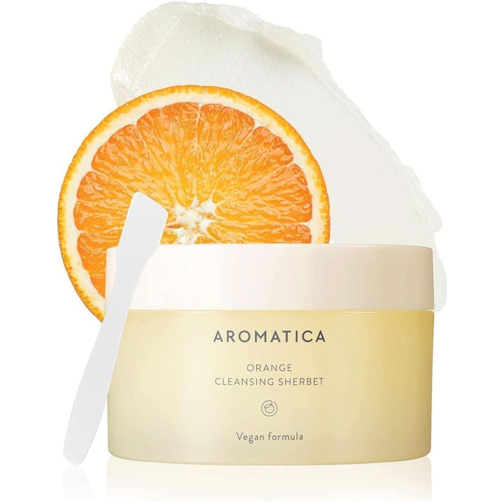 AROMATICA Orange Cleansing Sherbet | Nourishing Balm for Deep Makeup Removal & Pore Cleansing