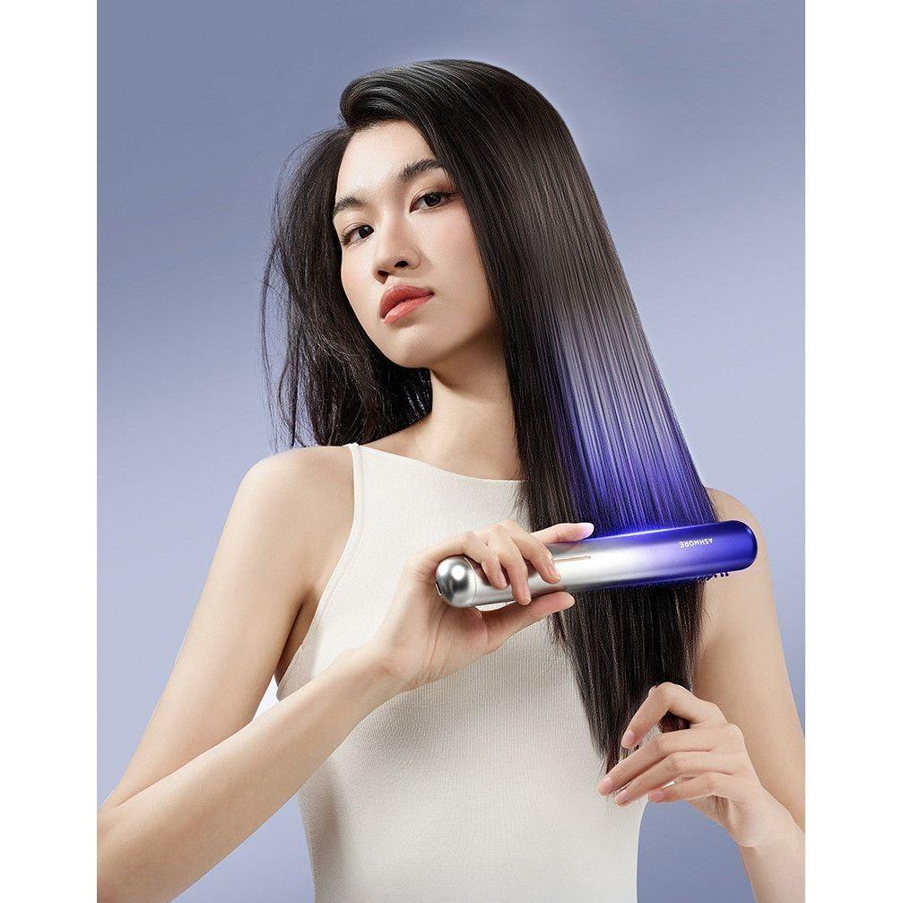 ASHMORE Platinum Negative Ion Hair Straightening Comb | 6-in-1 Volumising, Smoothing & Anti-Frizz Hair Tool