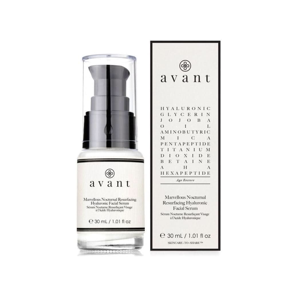Avant Skincare Marvellous Nocturnal Resurfacing Hyaluronic Facial Serum 30ml | Nighttime Skin Rejuvenation & Wrinkle Smoothing Avant Skincare