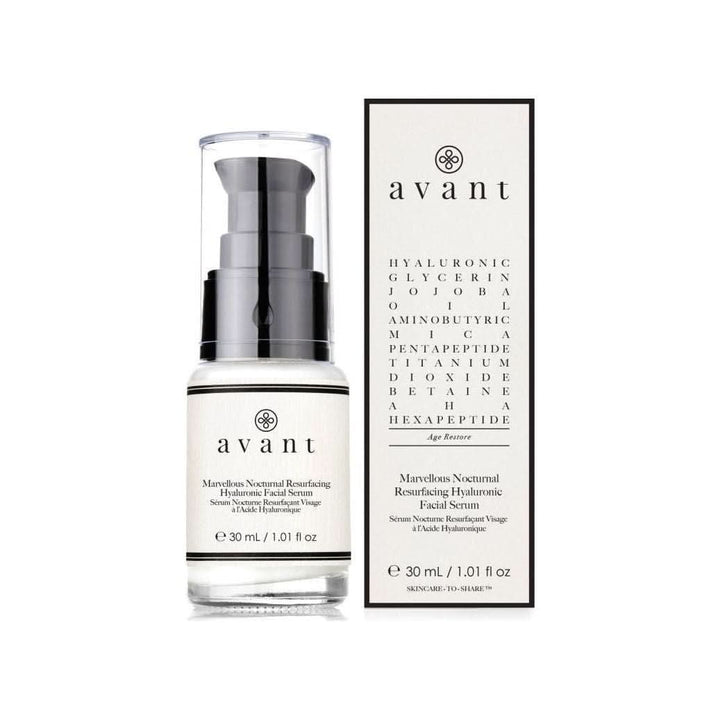 Avant Skincare Marvellous Nocturnal Resurfacing Hyaluronic Facial Serum 30ml | Nighttime Skin Rejuvenation & Wrinkle Smoothing Avant Skincare