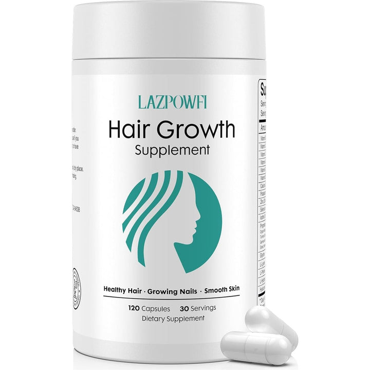 Lazpowfi Hair Growth Supplement 120 Capsules 30-in-1 Advanced Formula for Thicker, Healthier Hair